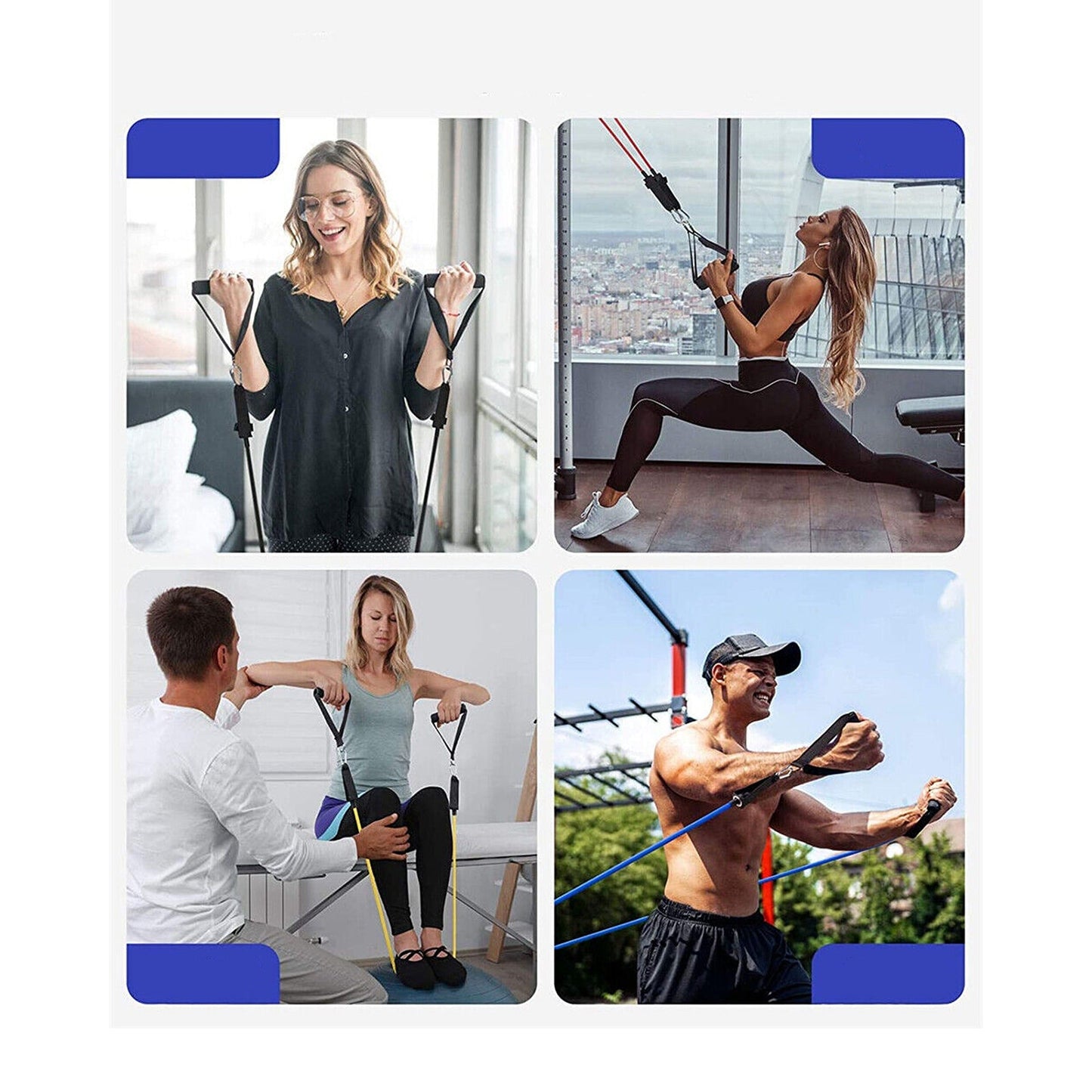 11pcs Resistance Band Set for Yoga Pilates and Fitness Exercises - 150lbs