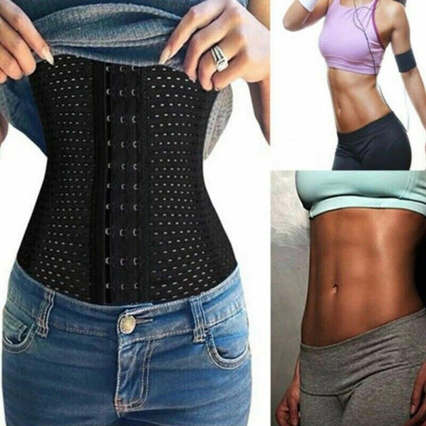 Black Waist Trainer Cincher Tummy Girdle Belt for Slimming and Body Shaping