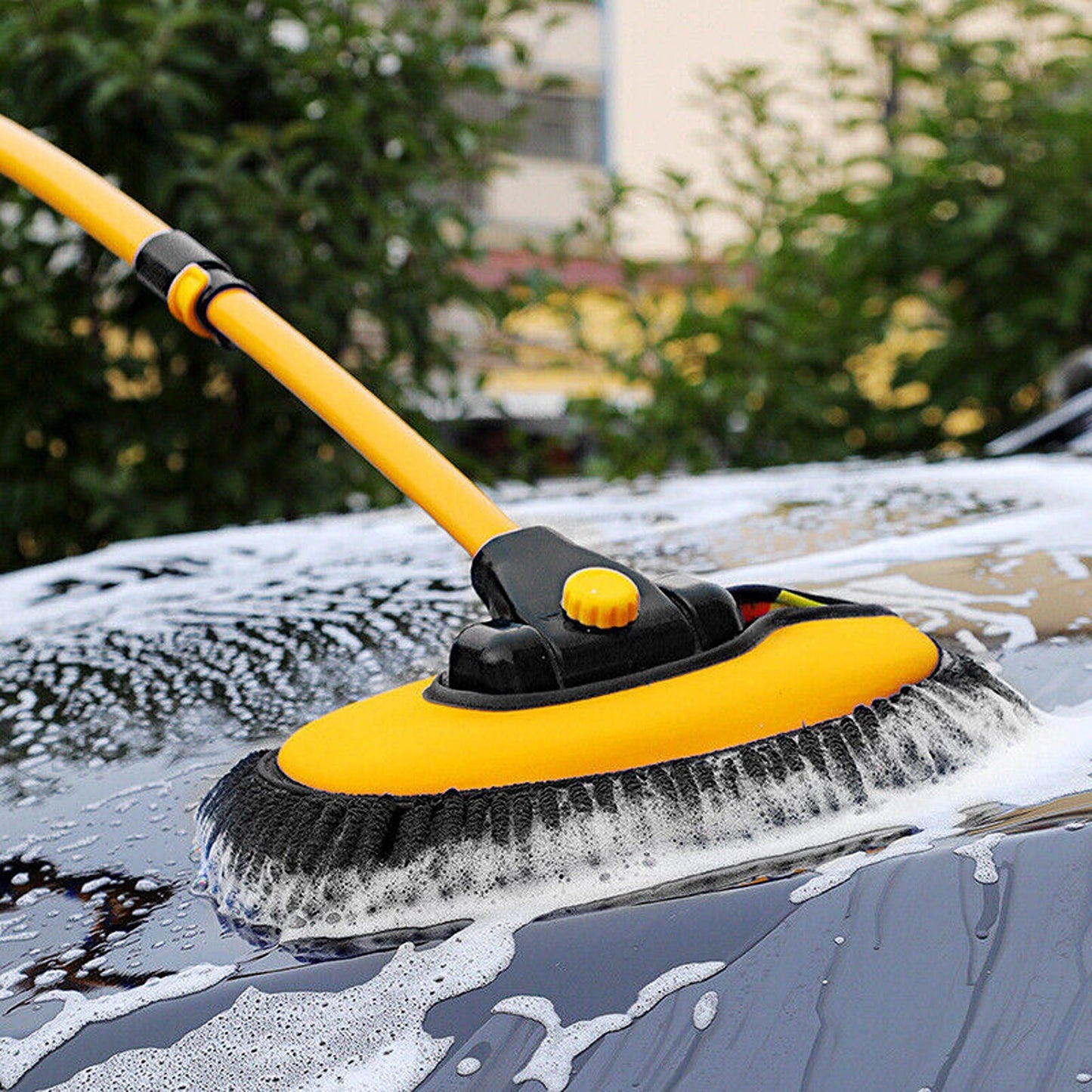 Long Handle Car Wash Brush with Special Mop for Roof and Window Cleaning