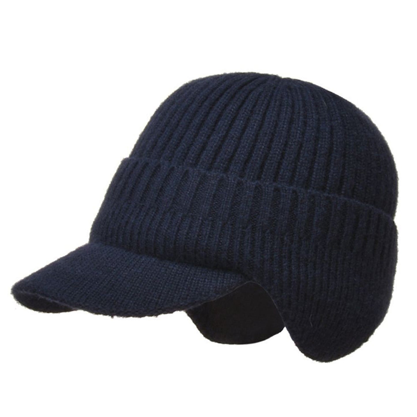 Men Thick Wool Warm Beanie with Brim for Winter Cycling