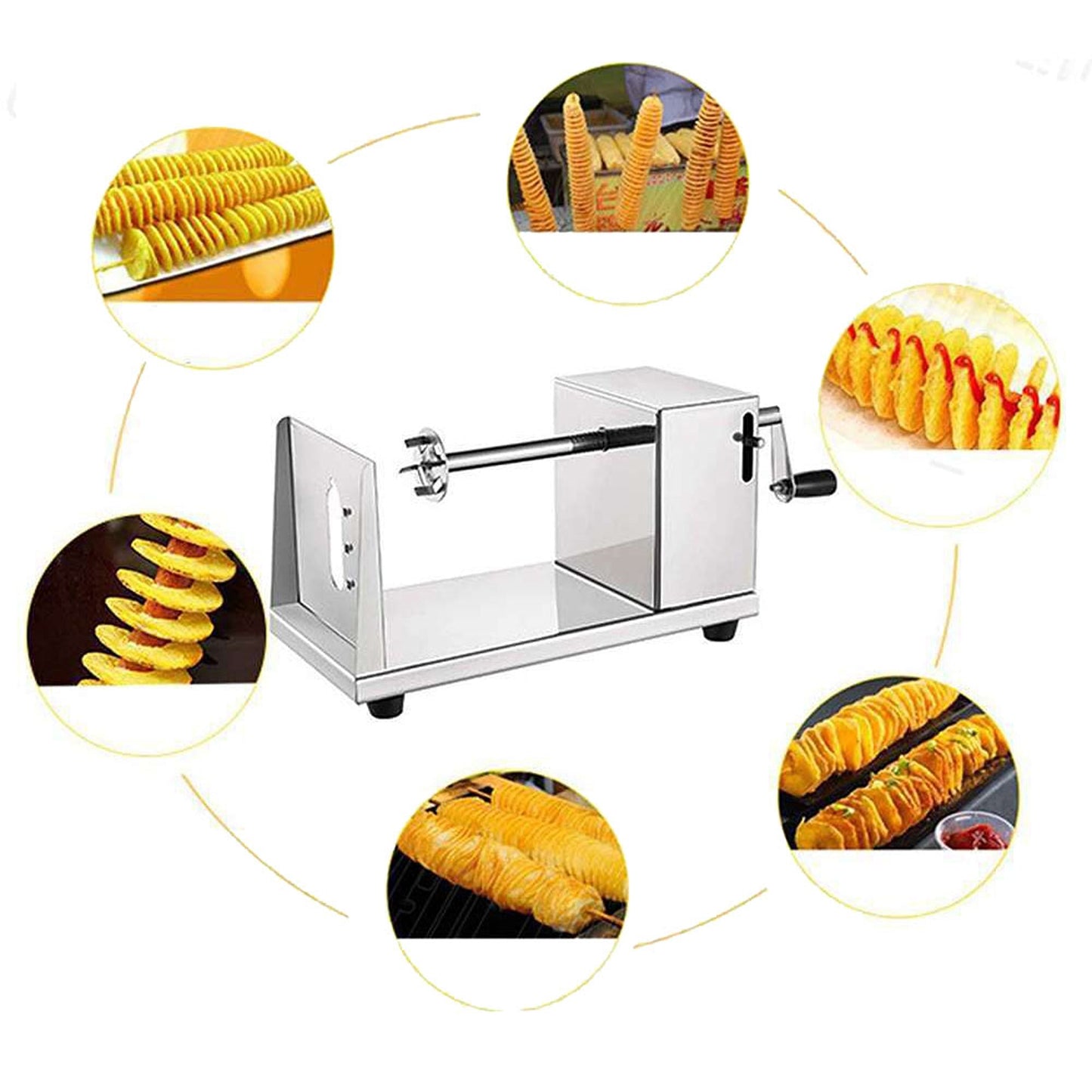 Manual Potato Tornado Slicer with Automatic Spiral Cutting Machine