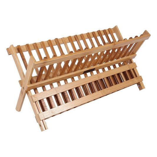 Bamboo Dish Rack with 2 Tiers and Cutlery Holder
