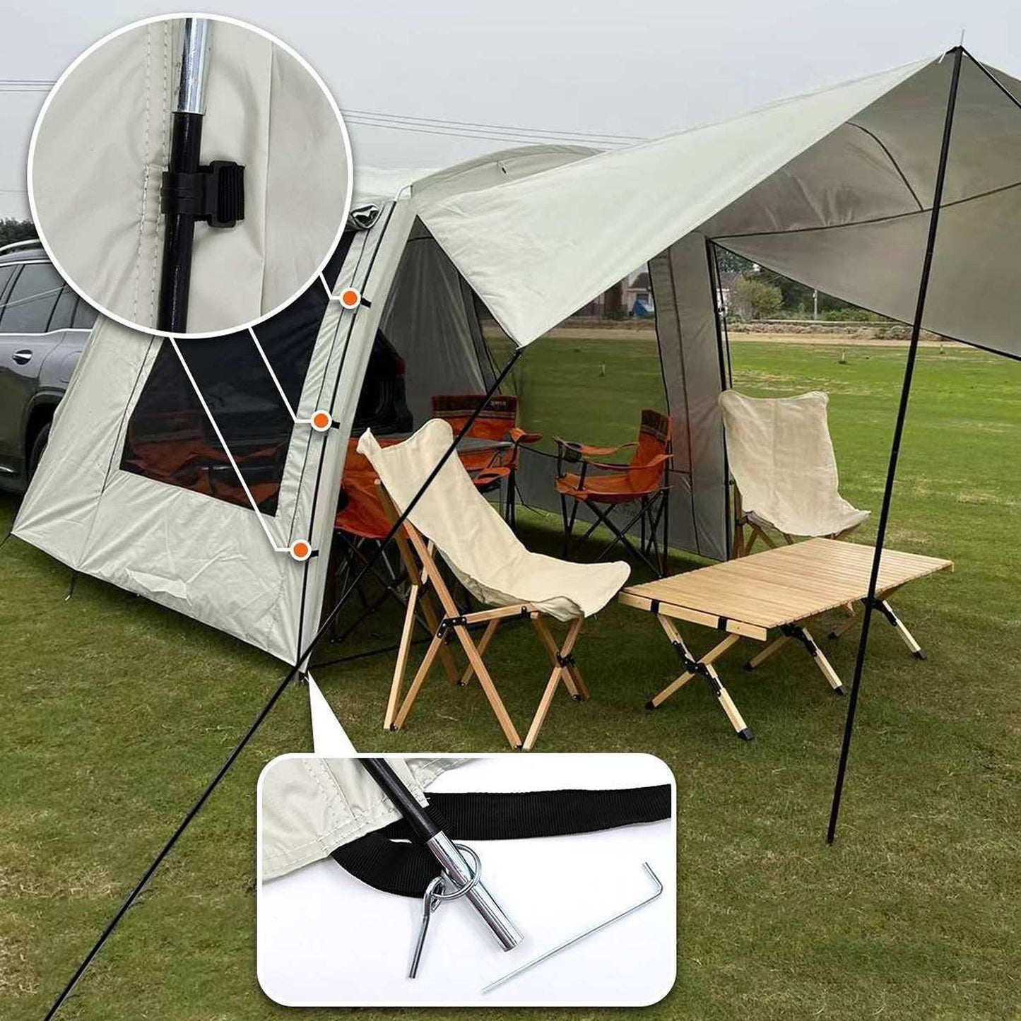 SUV Camping Tent Waterproof Rear Car Trunk Tent for 3-4 People