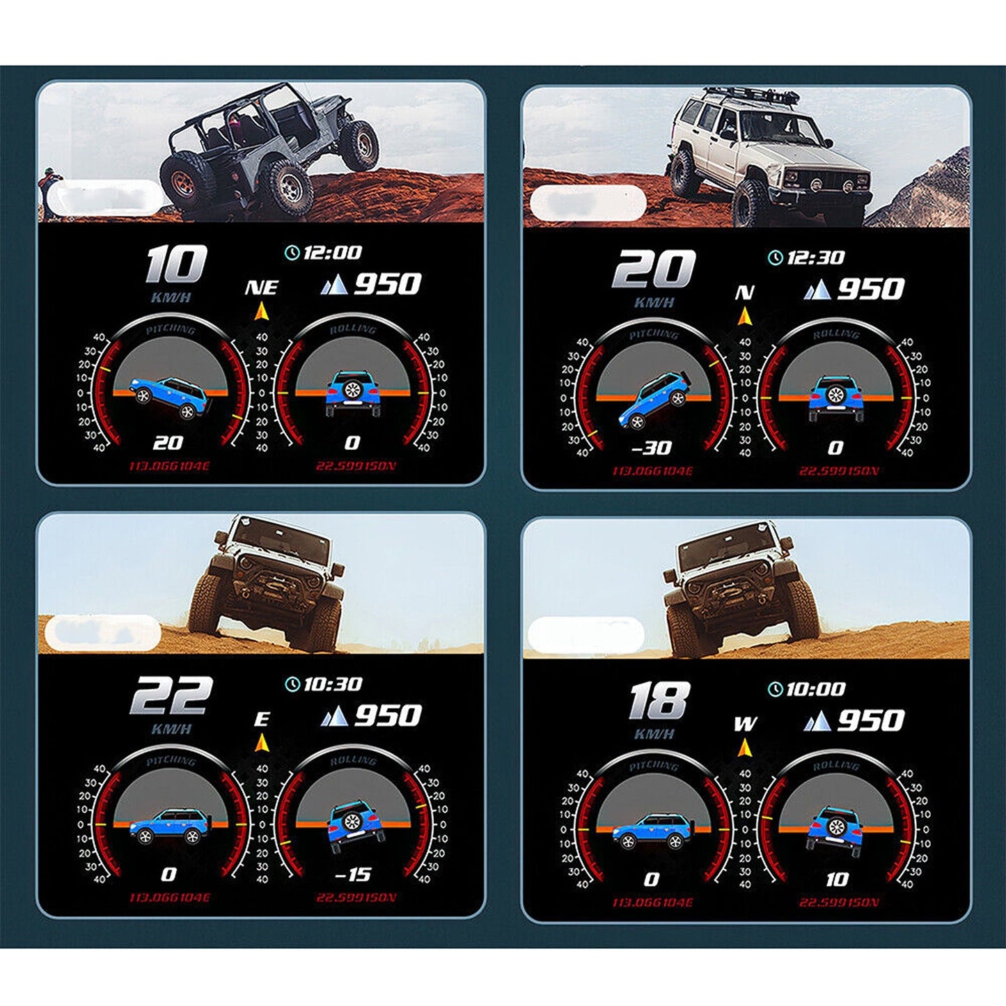 Digital Car HUD OBD2 and GPS Gauge with Speedometer Turbo RPM and Temp Alarms