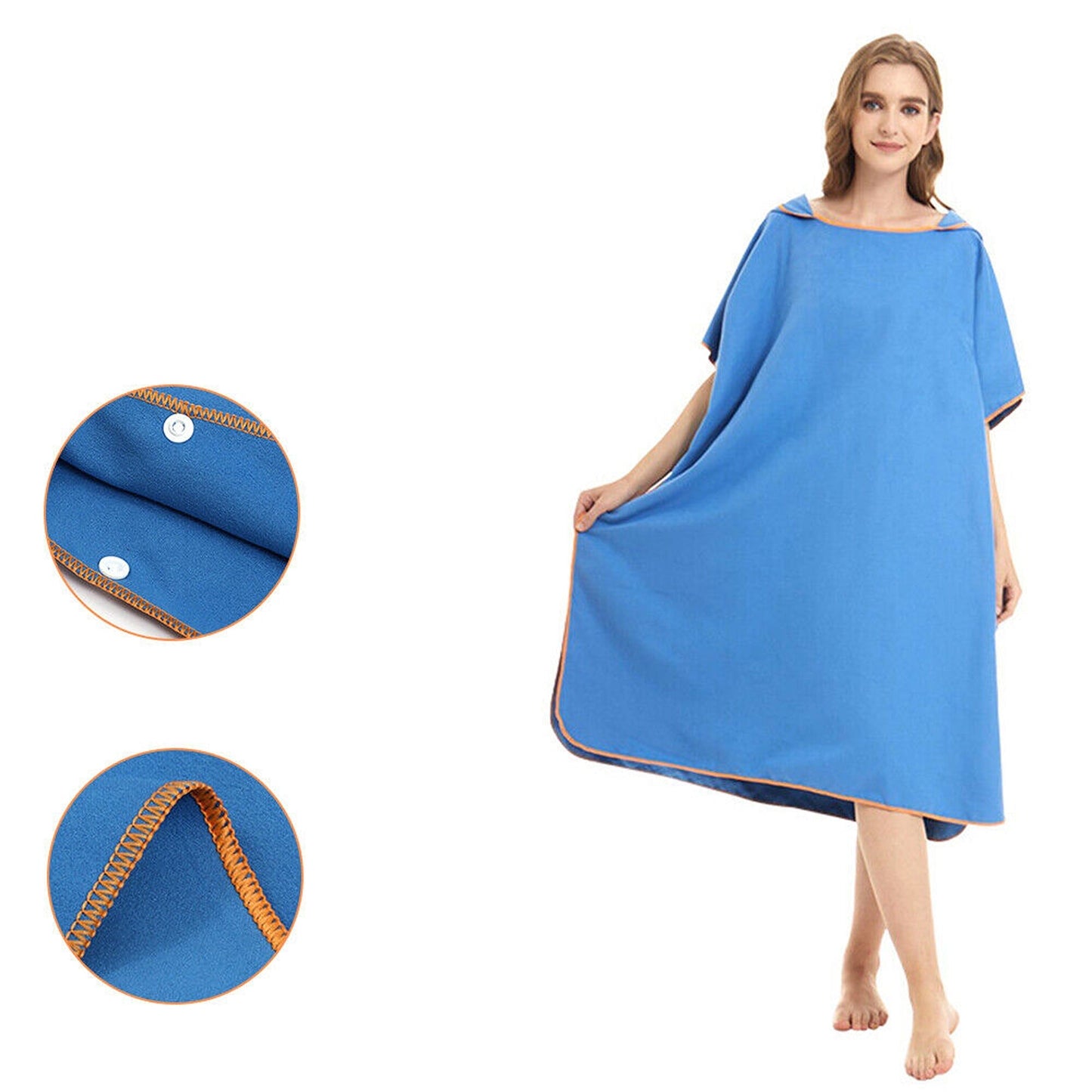 Quick Dry Beach Towel with Hooded Poncho Design for Adults