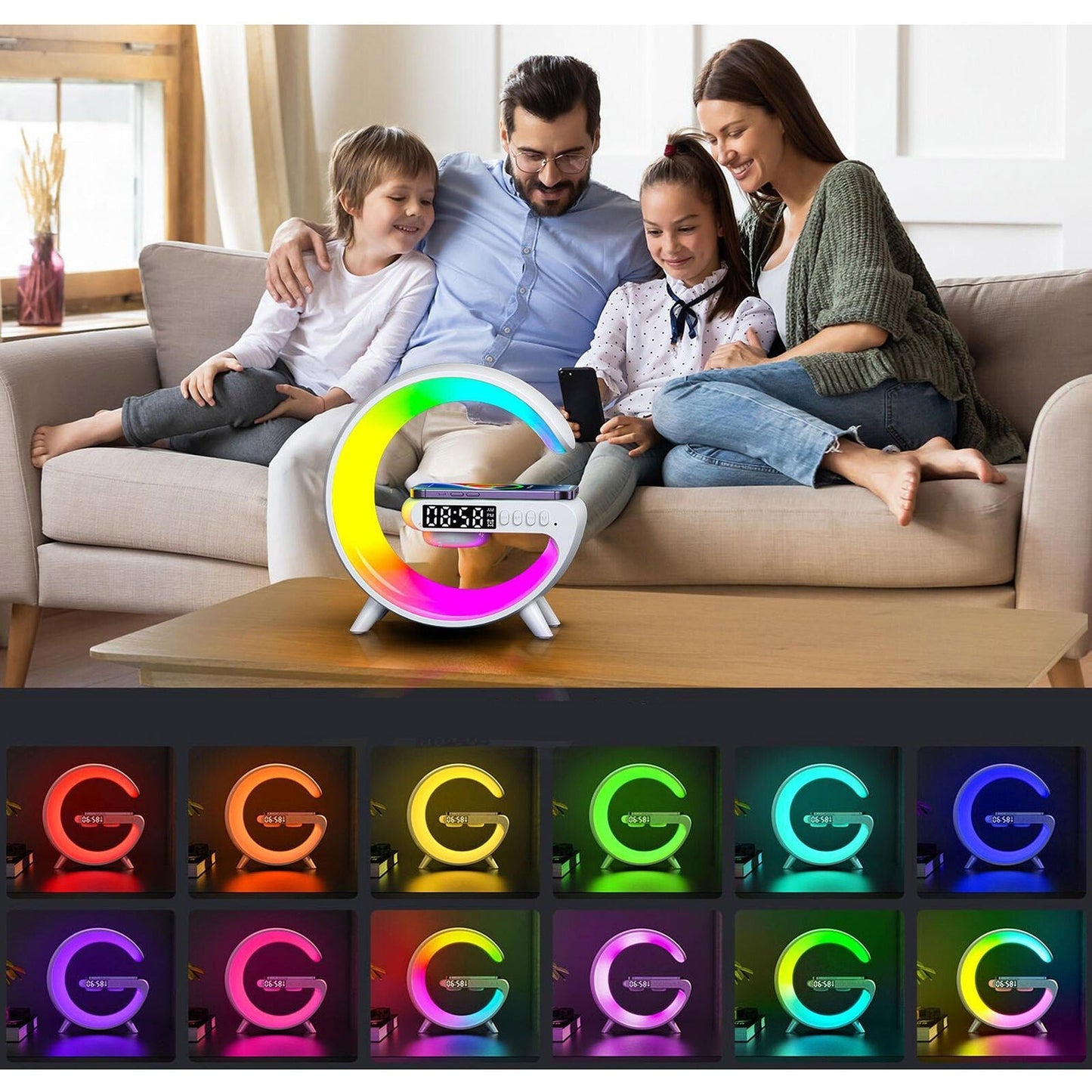 RGB LED Night Light with Bluetooth Speaker Smart Wireless Charger