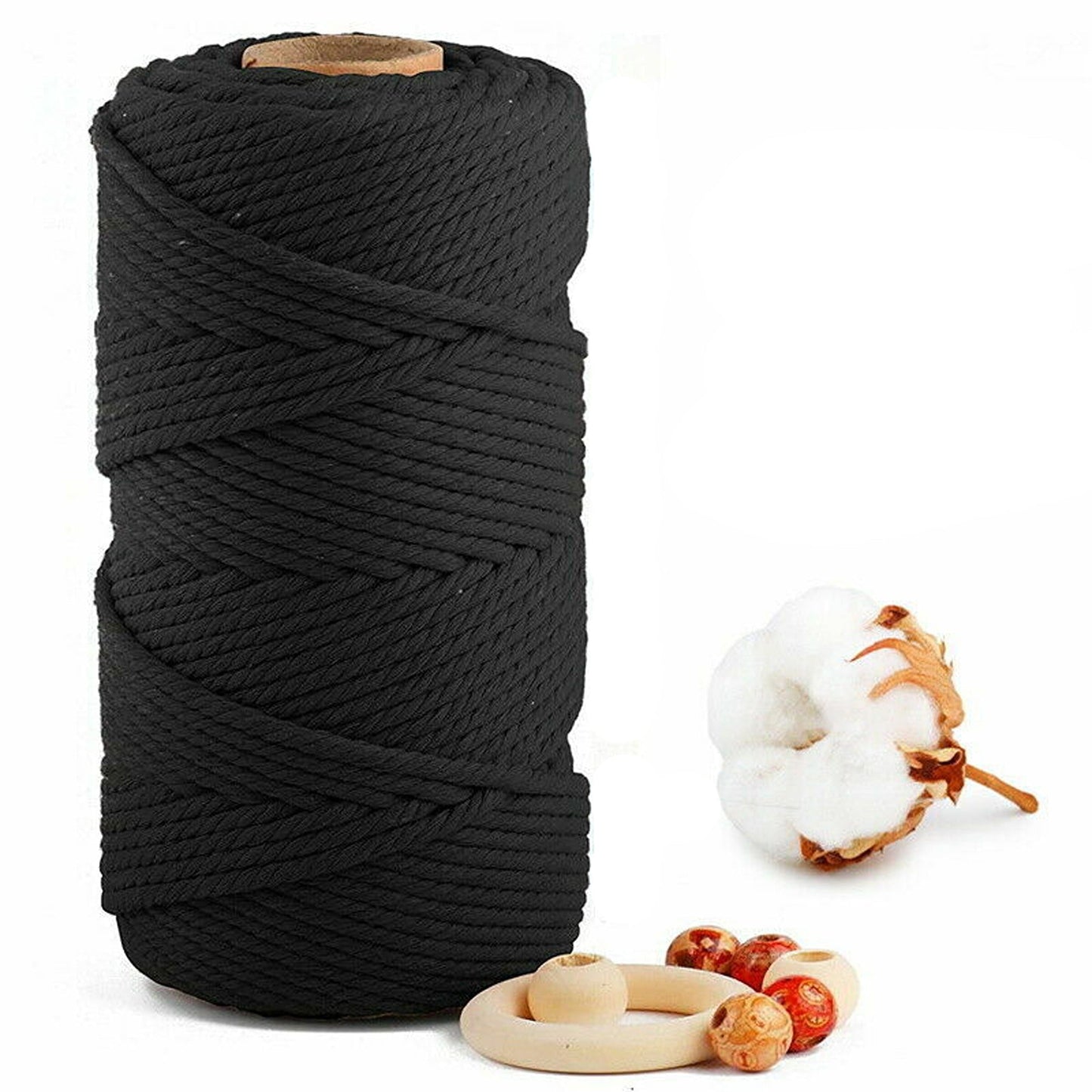 Black Craft Macrame Twisted Cotton Artisan Rope Weaving Wire