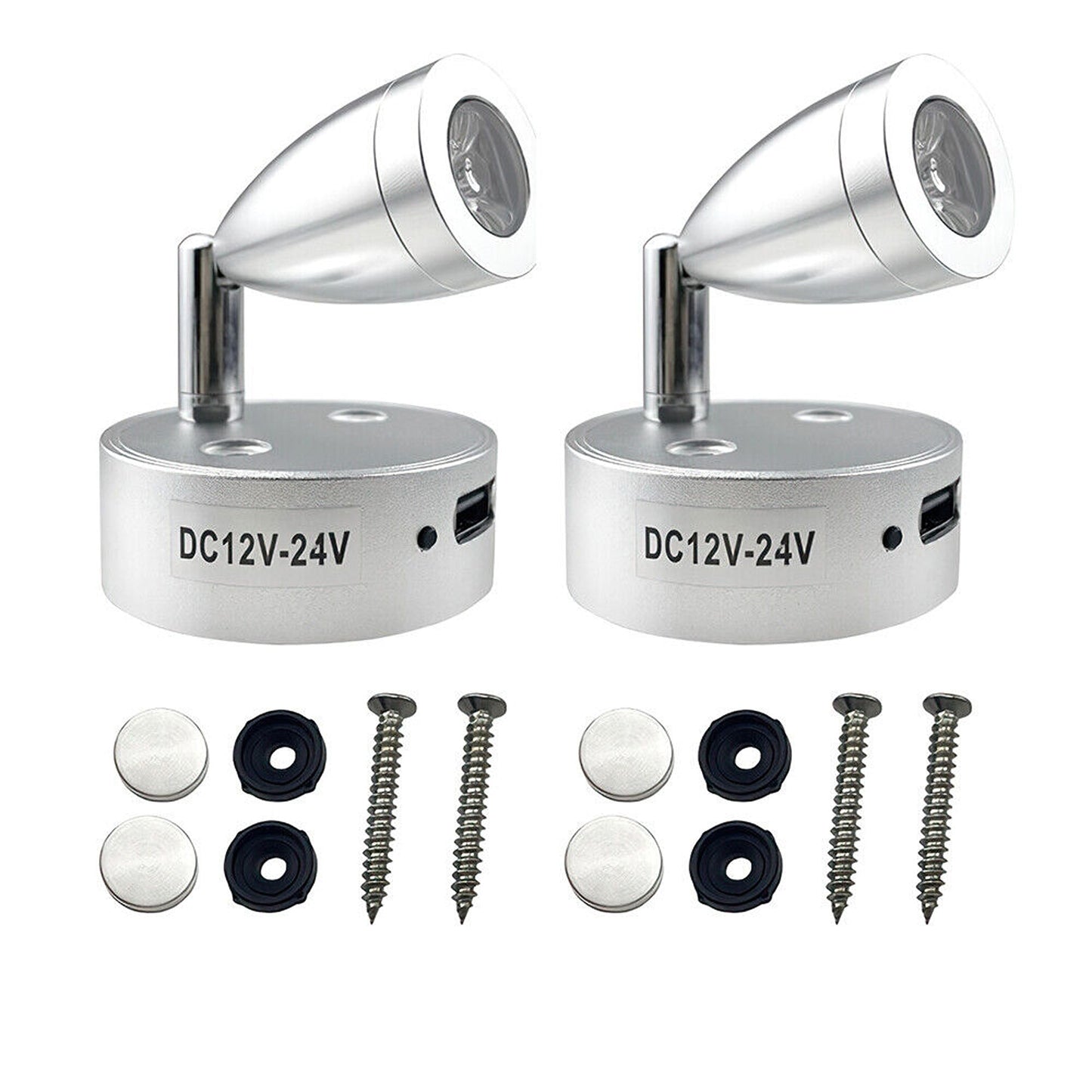 2pcs 12V LED Interior Spot Reading Lights for Camper Van Caravan and Boat