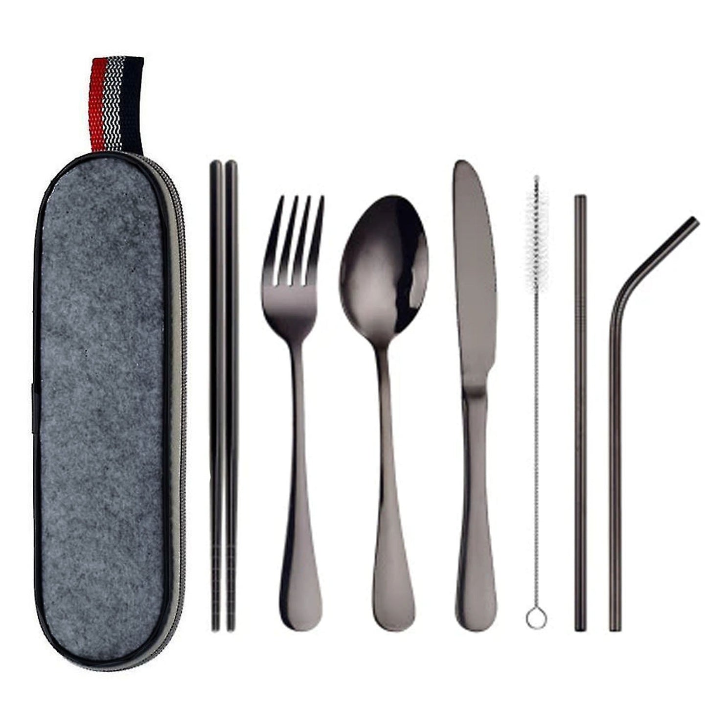 8-Piece Portable Stainless Steel Travel and Camping Cutlery Set