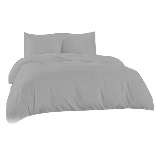 Silver Ultra Soft Egyptian Cotton Duvet Quilt Cover Set with Pillowcases