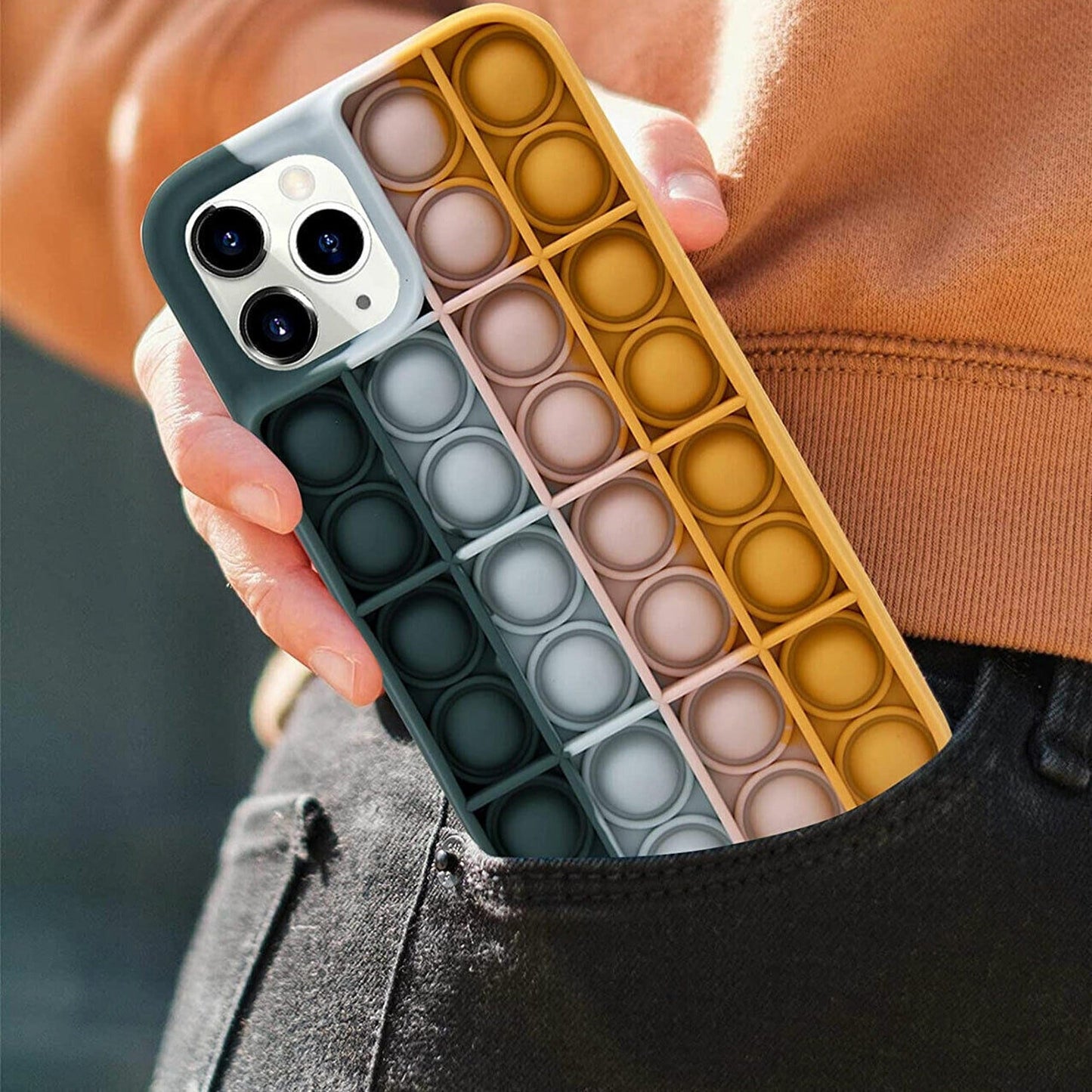 Blue and White Pop Fidget Toy Phone Case for iPhone 7 8 Plus X XR 11 12 Pro Max