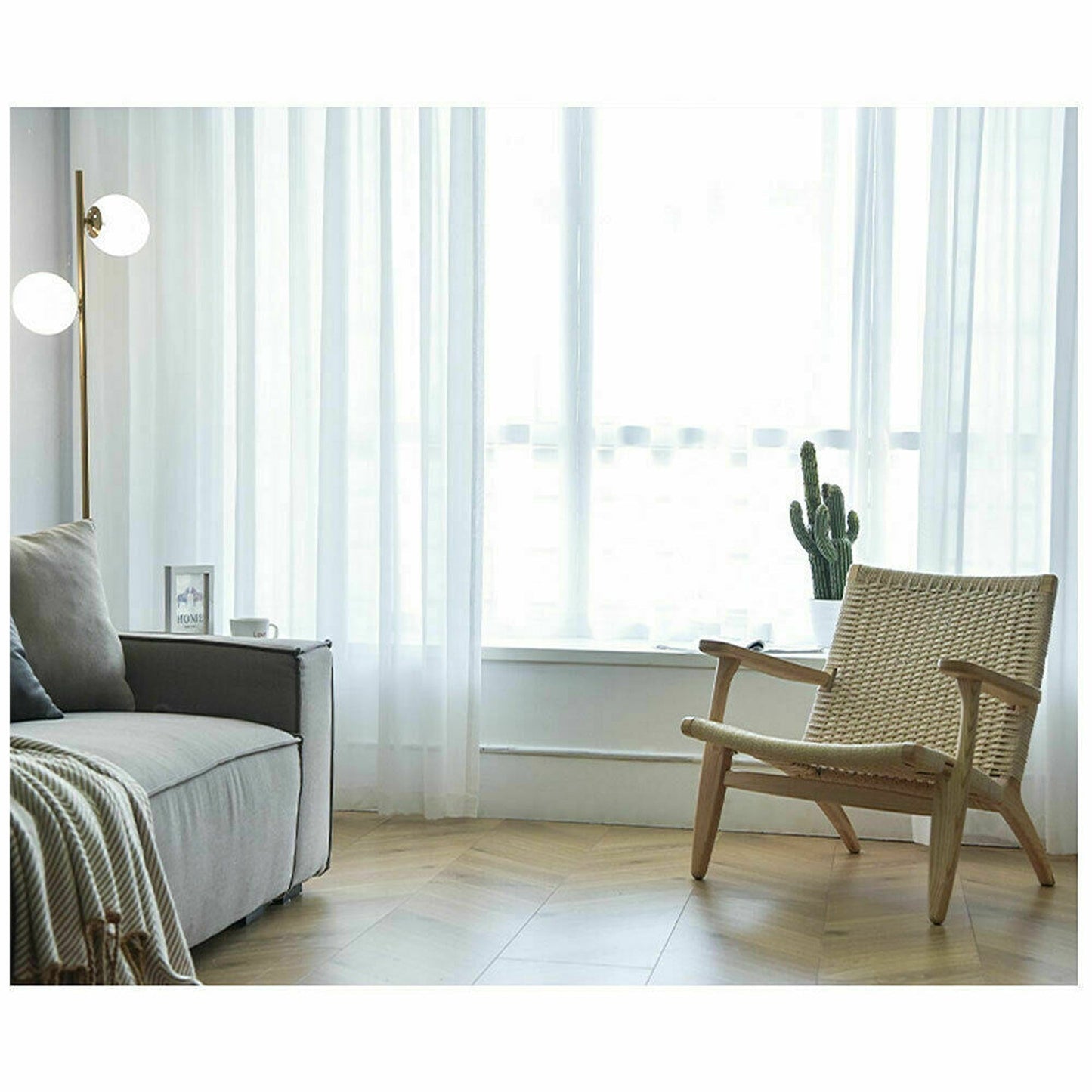 White Rod Pocket 2 Panel Sheer Curtains Window Sheer Voile Bedroom