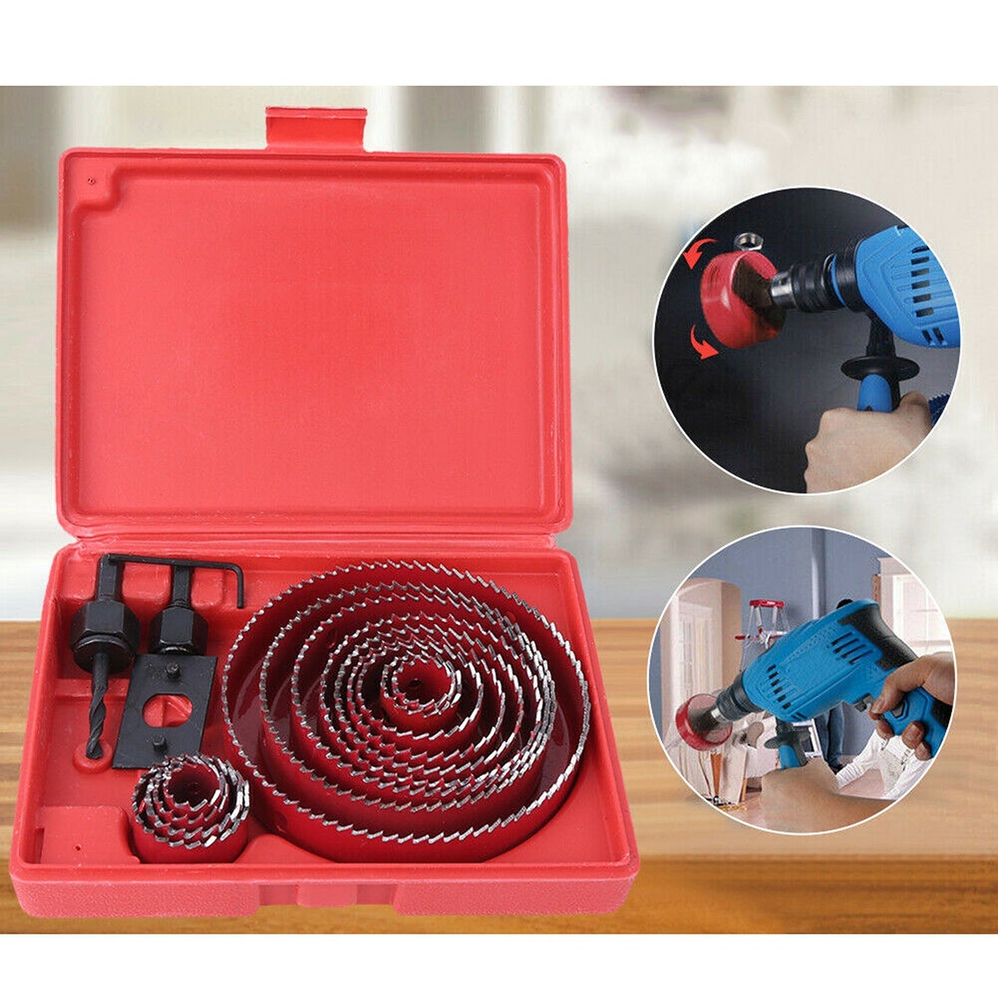 Wood Cutter Holesaw Kit 17pcs with Multiple Sizes 19-127mm 3 Colours