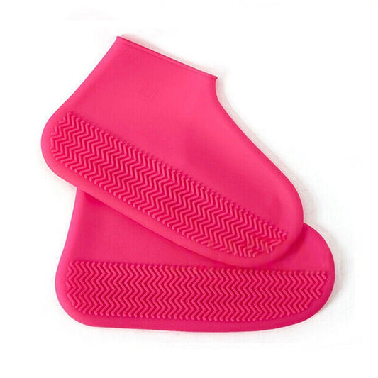 Pink Waterproof Shoe Covers for Rainy Days Non-Slip Silicone Overshoe