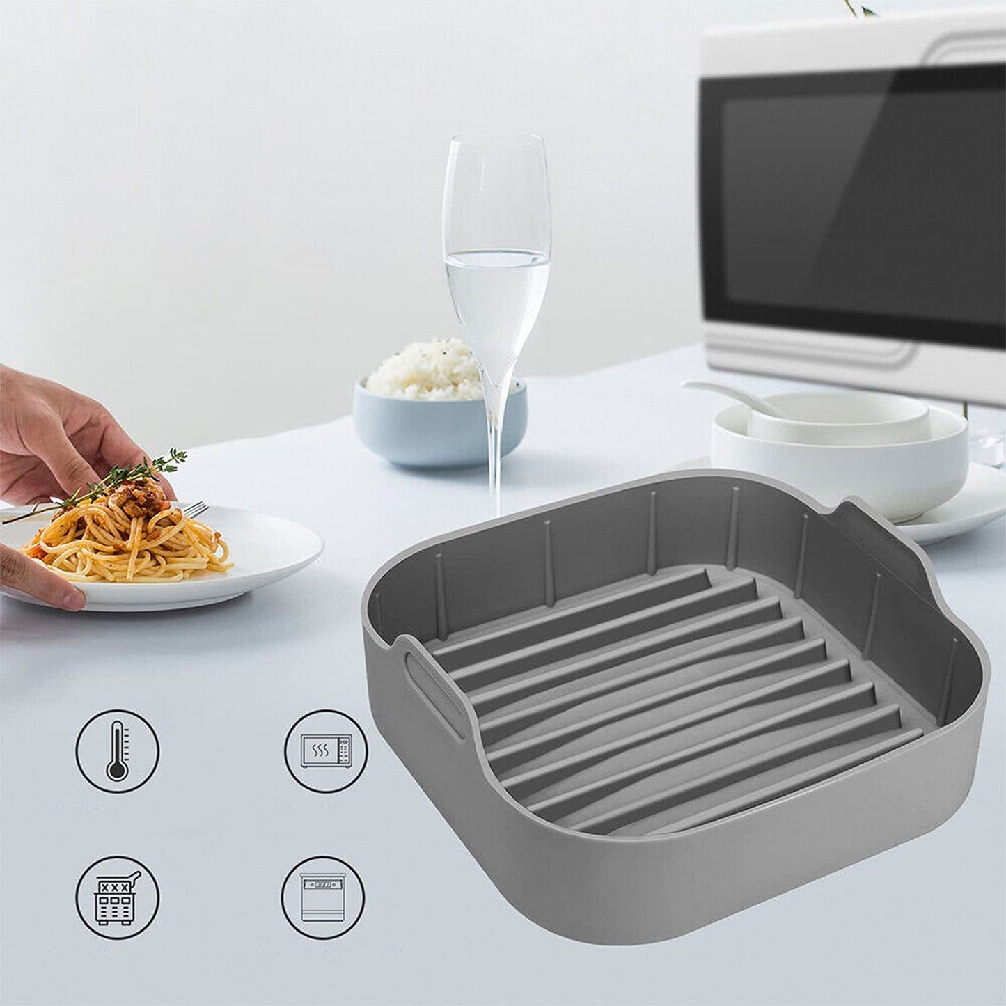 Reusable Silicone Basket Liner for Air Fryers Non-Stick Baking and Cooking Mat