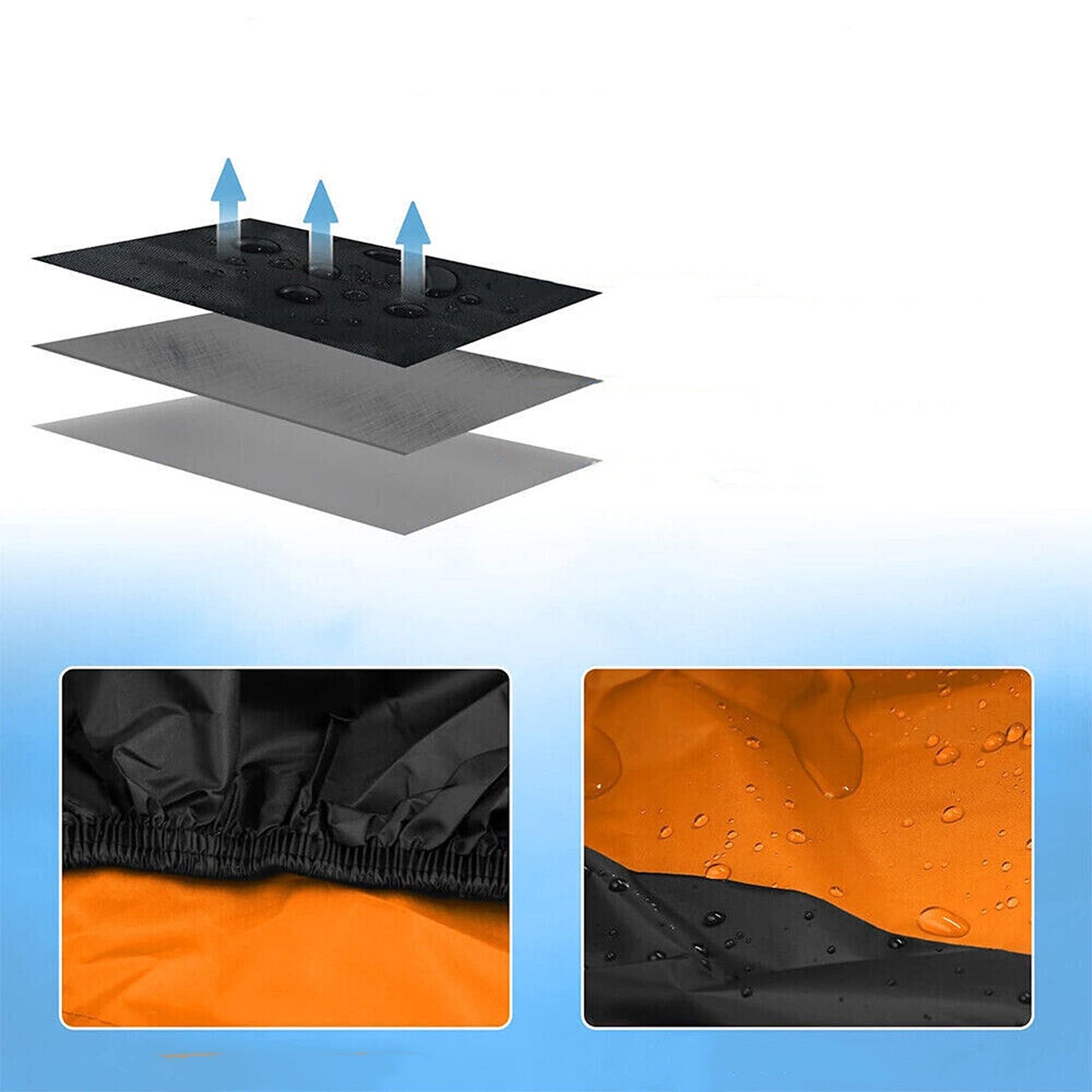 Motorcycle Storage Cover Waterproof Black and Orange for Cruiser Bikes