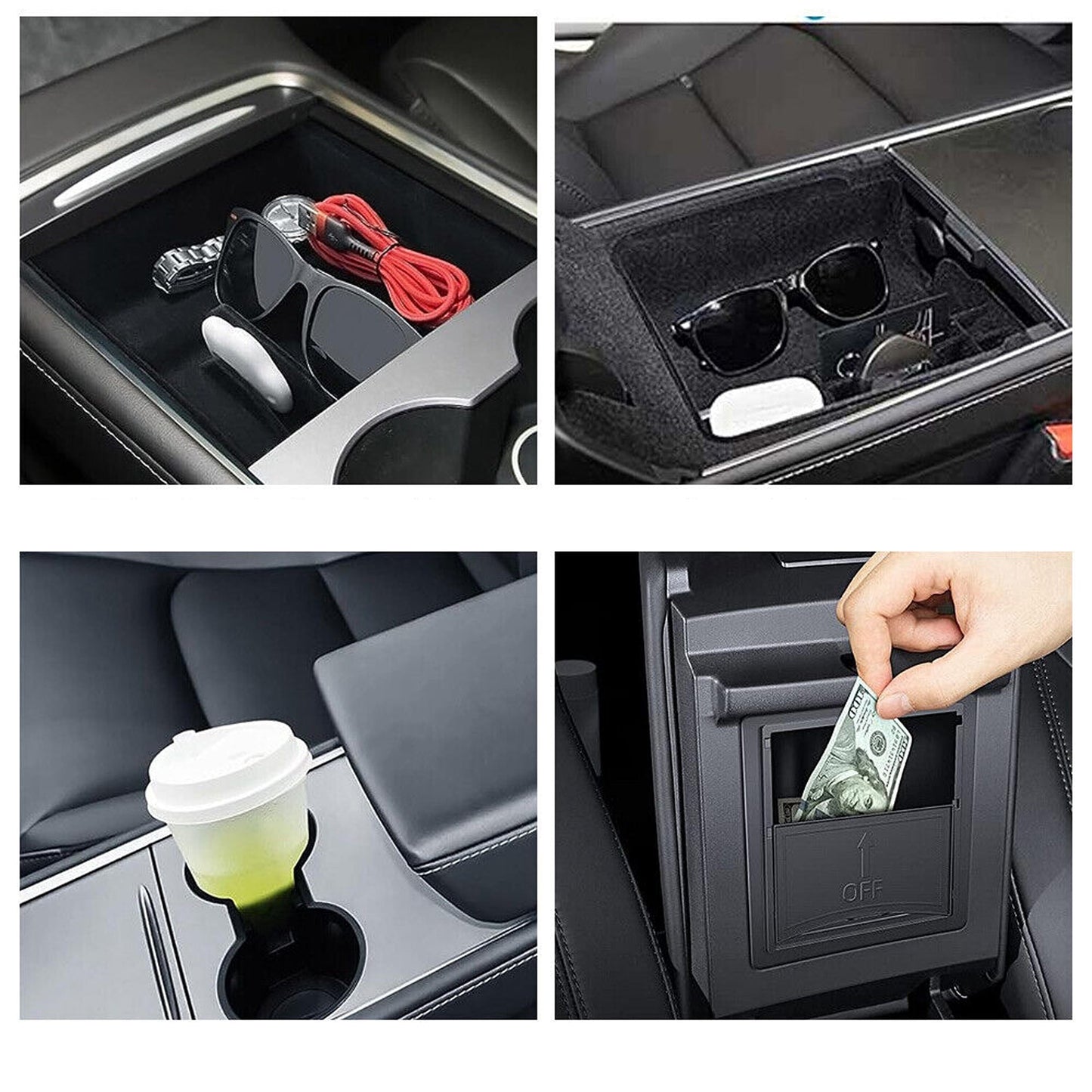 Tesla Model 3 Center Console Organizer with Cup Holder and Storage Box