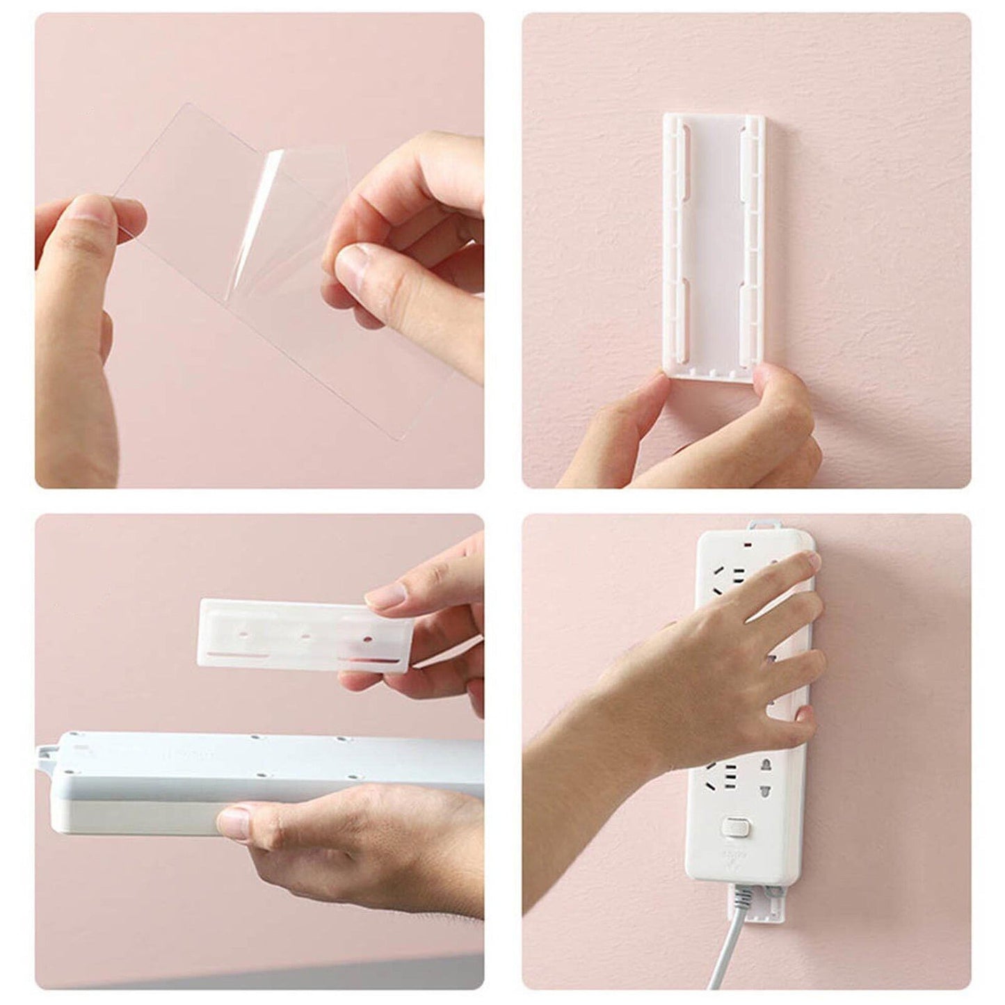Self-Adhesive Wall-Mount Power Strip Fixer and Plug Organizer