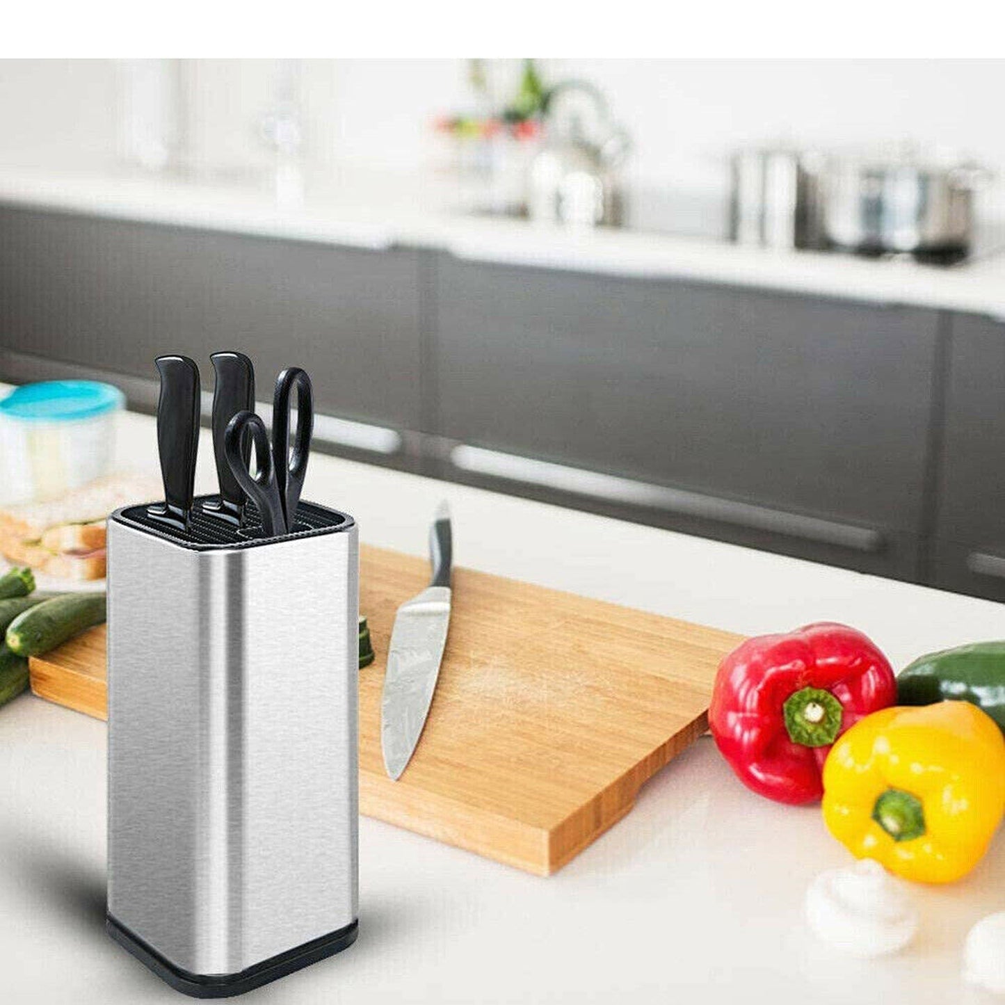 Stainless Steel Knife Block Set Universal Knife Holder and Organizer