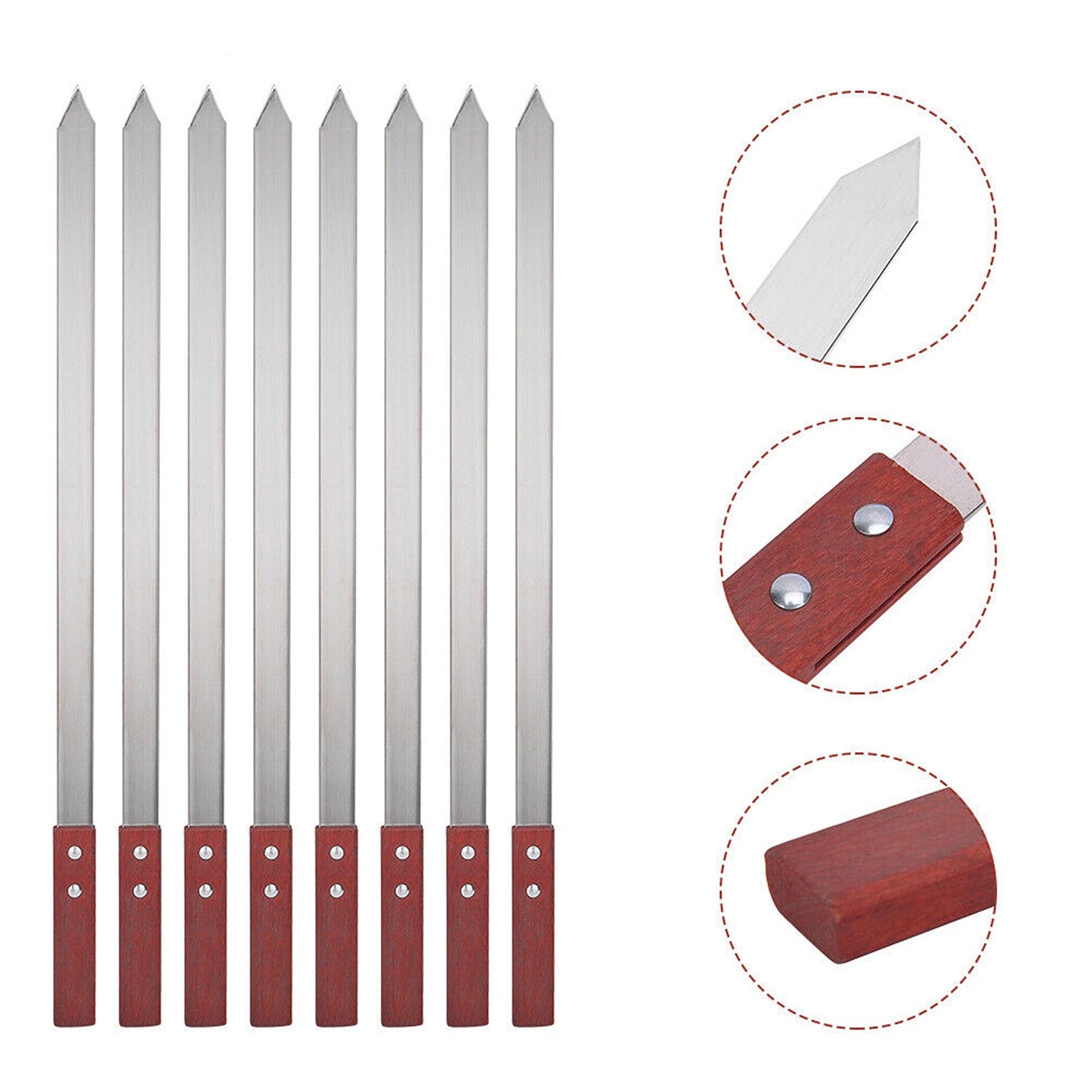 Stainless Steel Kebab Skewers for BBQ Suitable for Lamb Pork and Beef