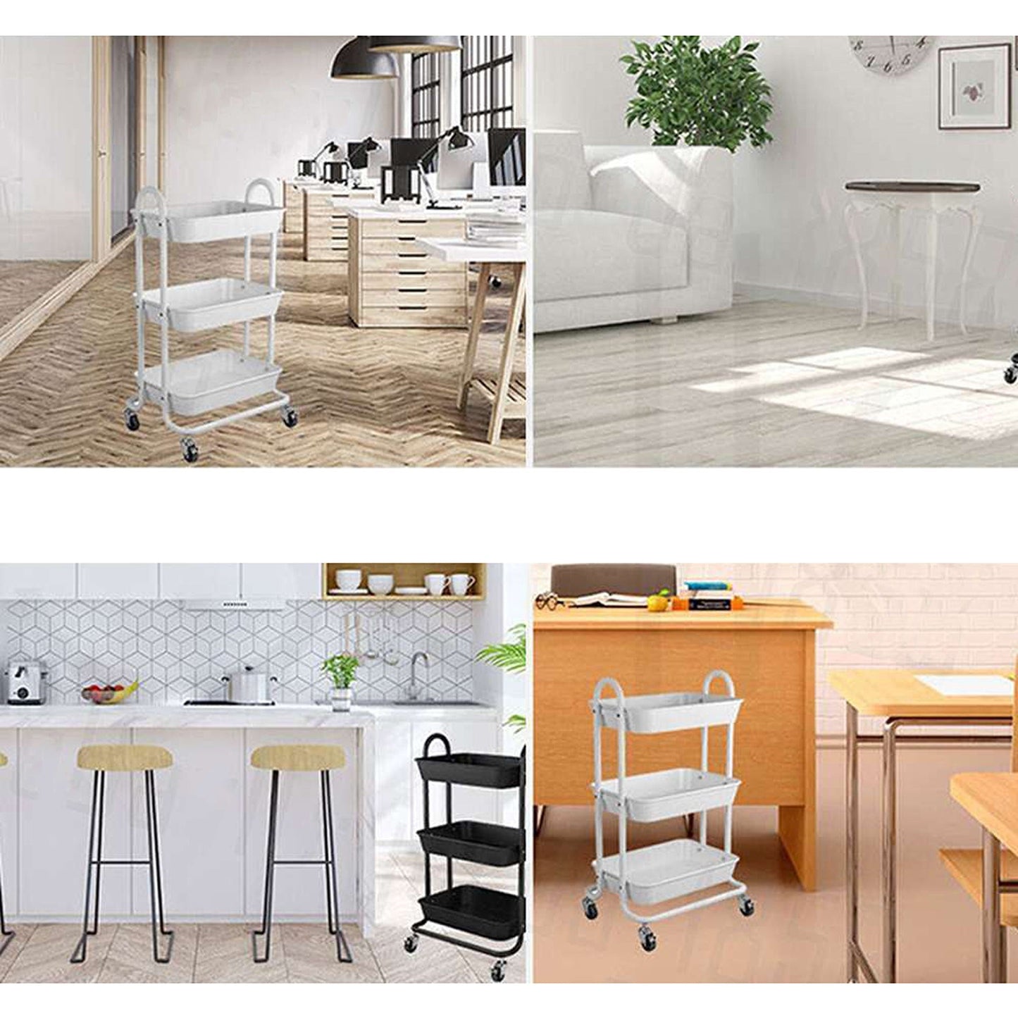 3-Tier Fruit and Vegetable Kitchen Trolley with Storage Baskets