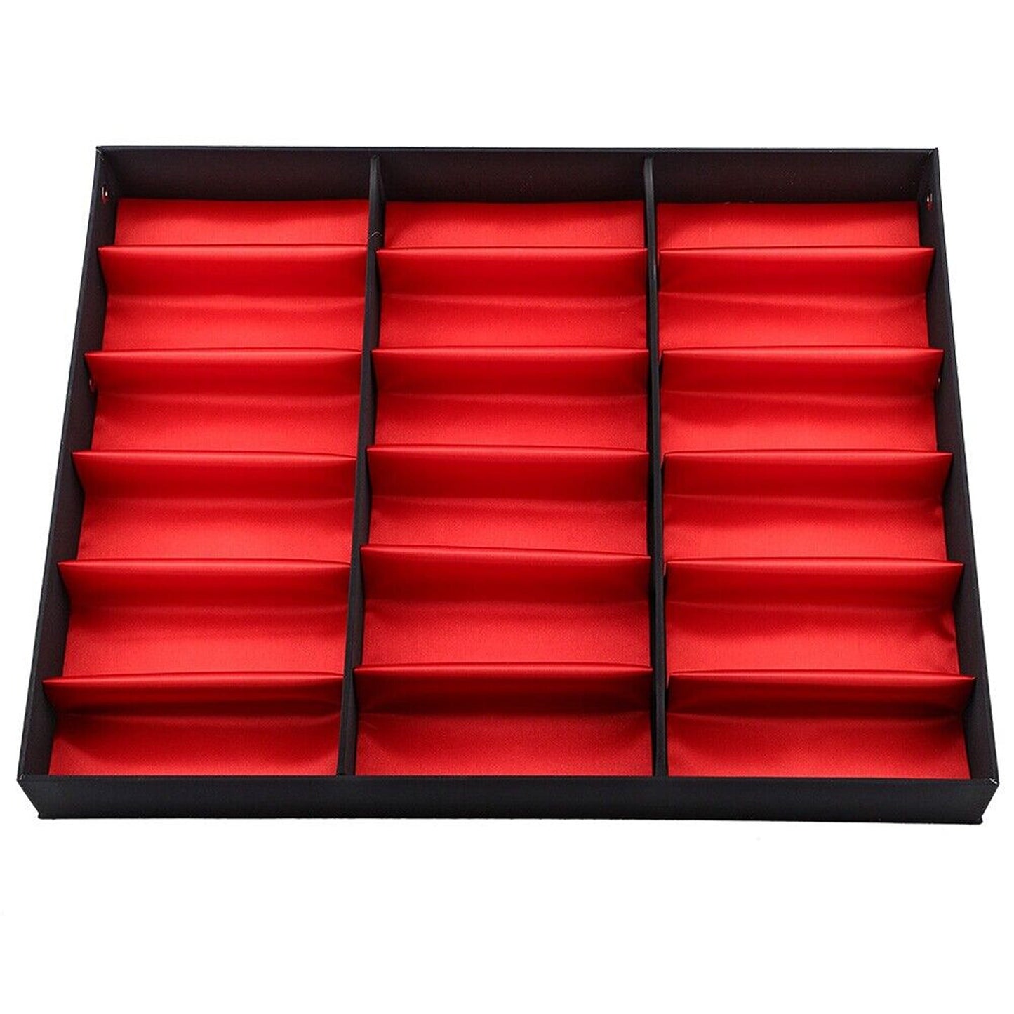 Eyewear Retail Display Case with 18 Grids and Cover Sunglasses Storage Box