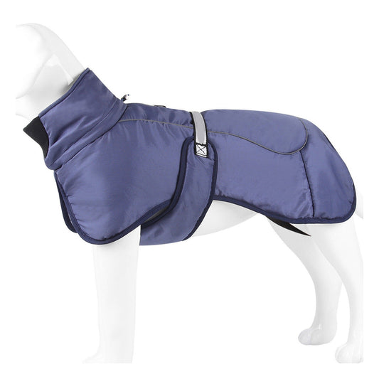 Blue Waterproof Warm Winter Coat for Large Dogs Windproof