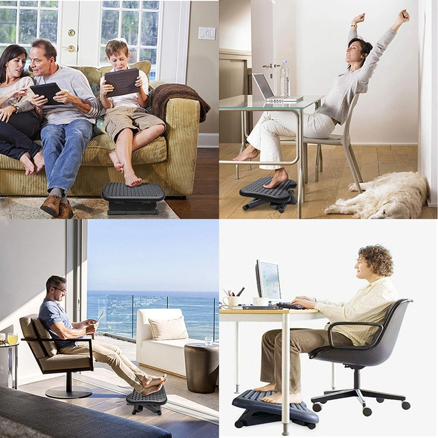 Adjustable Height and Angle Comfort Foot Rest Stool for Office and Home Use
