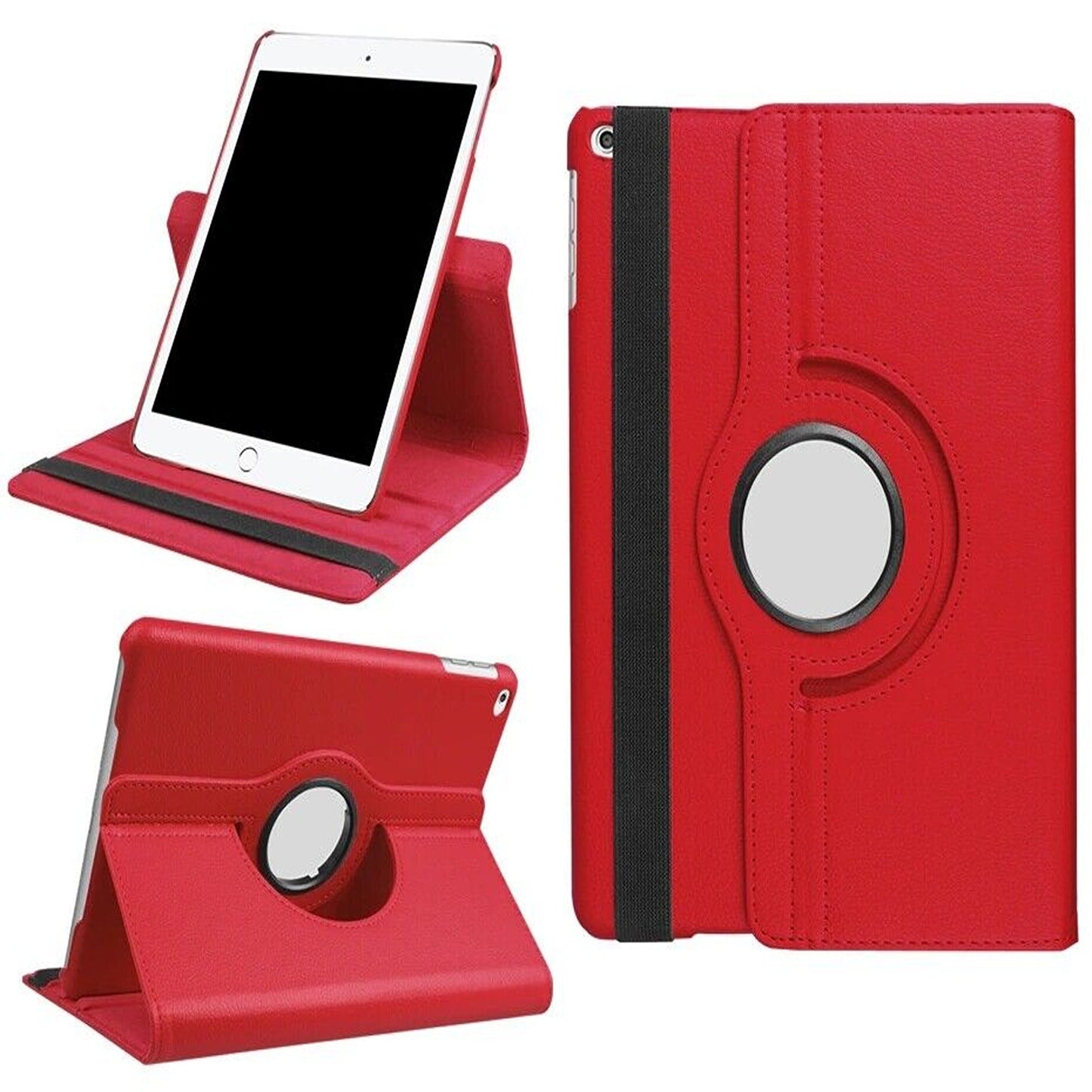 RedLeather Case with 360 Rotate Smart Cover for iPad 9 8 7 6 5 Gen Air 3 2 1 Pro 10.5