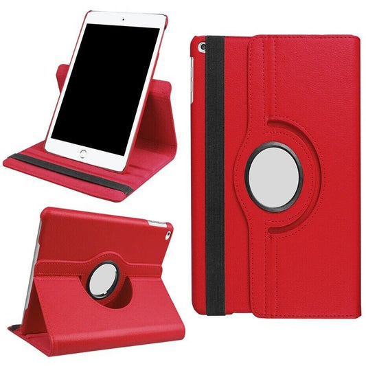 RedLeather Case with 360 Rotate Smart Cover for iPad 9 8 7 6 5 Gen Air 3 2 1 Pro 10.5