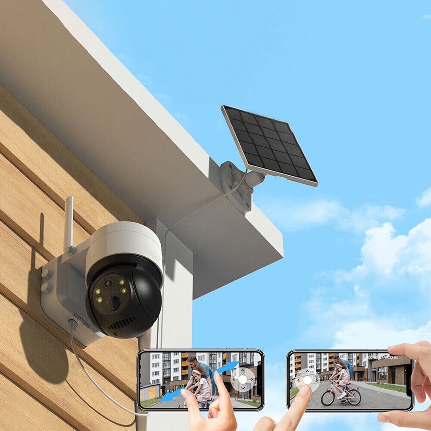 Wireless Outdoor WiFi PTZ Security Camera Solar Powered with IP CCTV