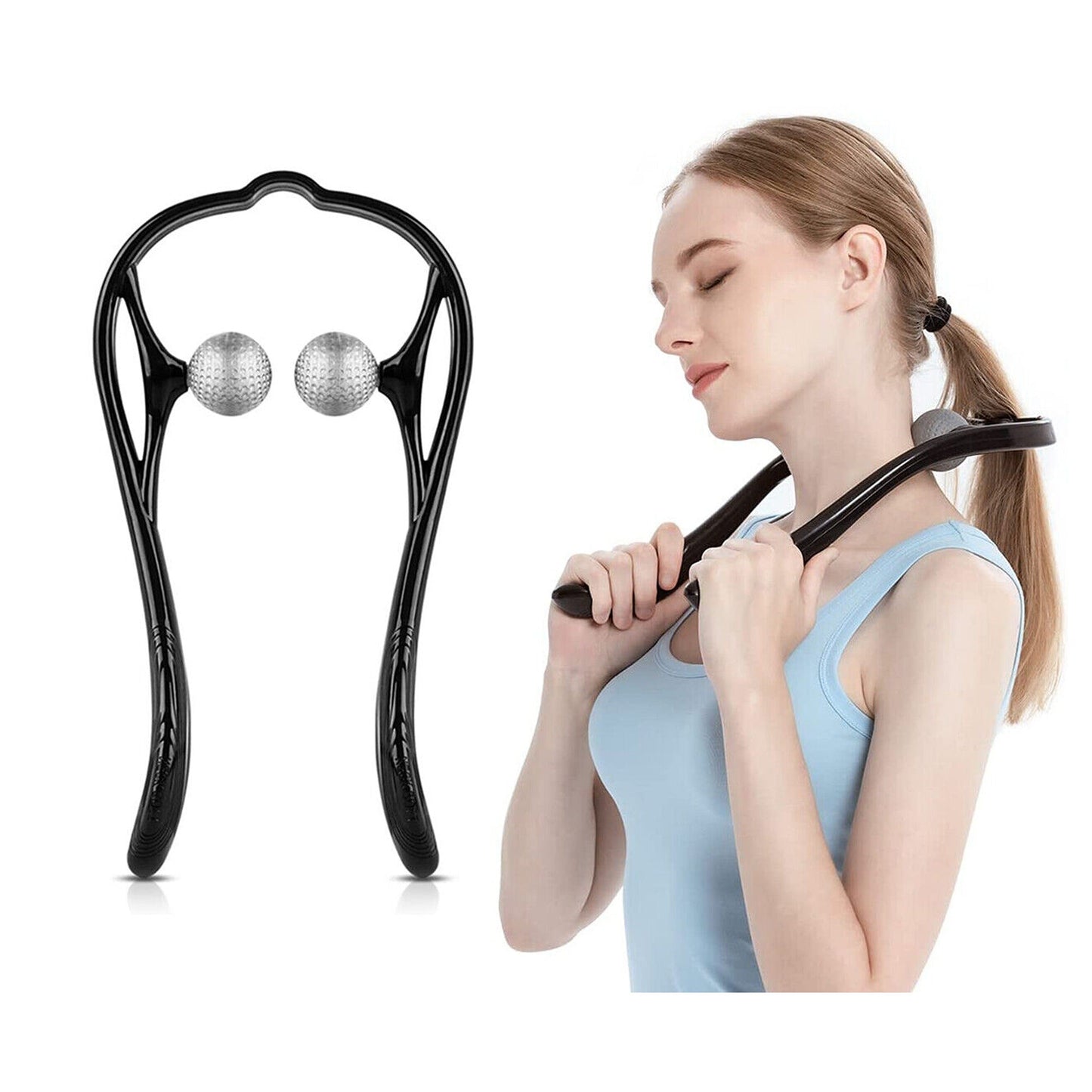 Dual Trigger Point Neck Shoulder Massager Hand Roller for Pressure Relief