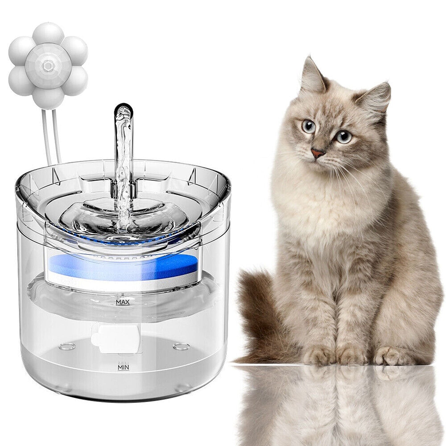 Automatic Electric 2L Pet Water Fountain Cat Dog Sensor Drink Dispenser Filter