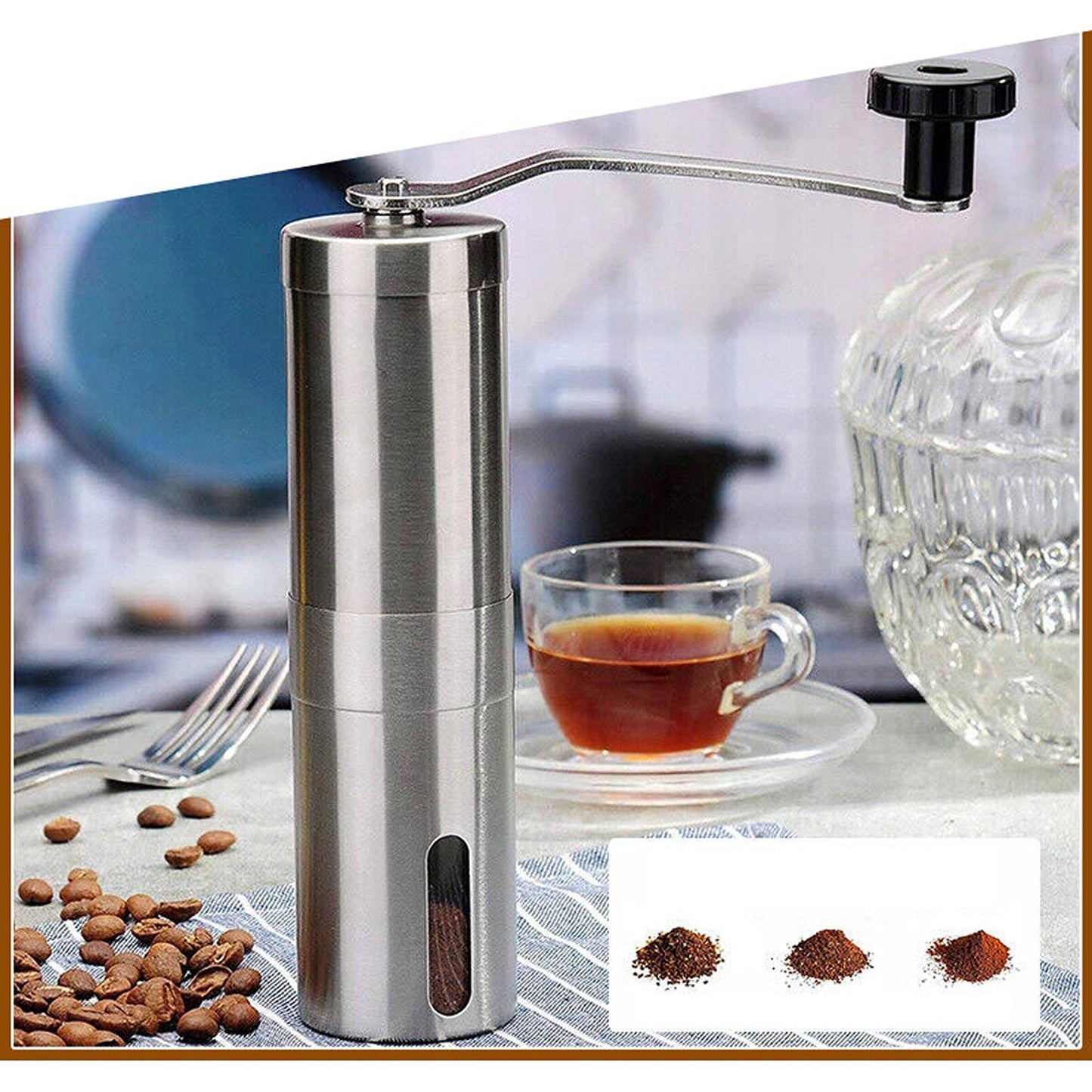 Manual Stainless Steel Coffee Grinder with Ceramic Burr