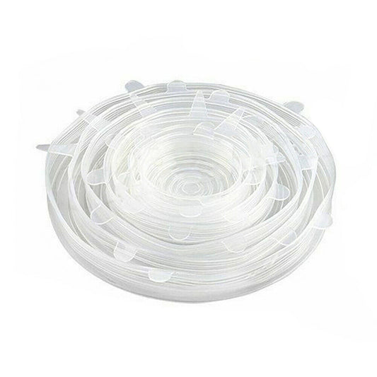 White Silicone Bowl Covers Stretch Reusable Food Saver Seals