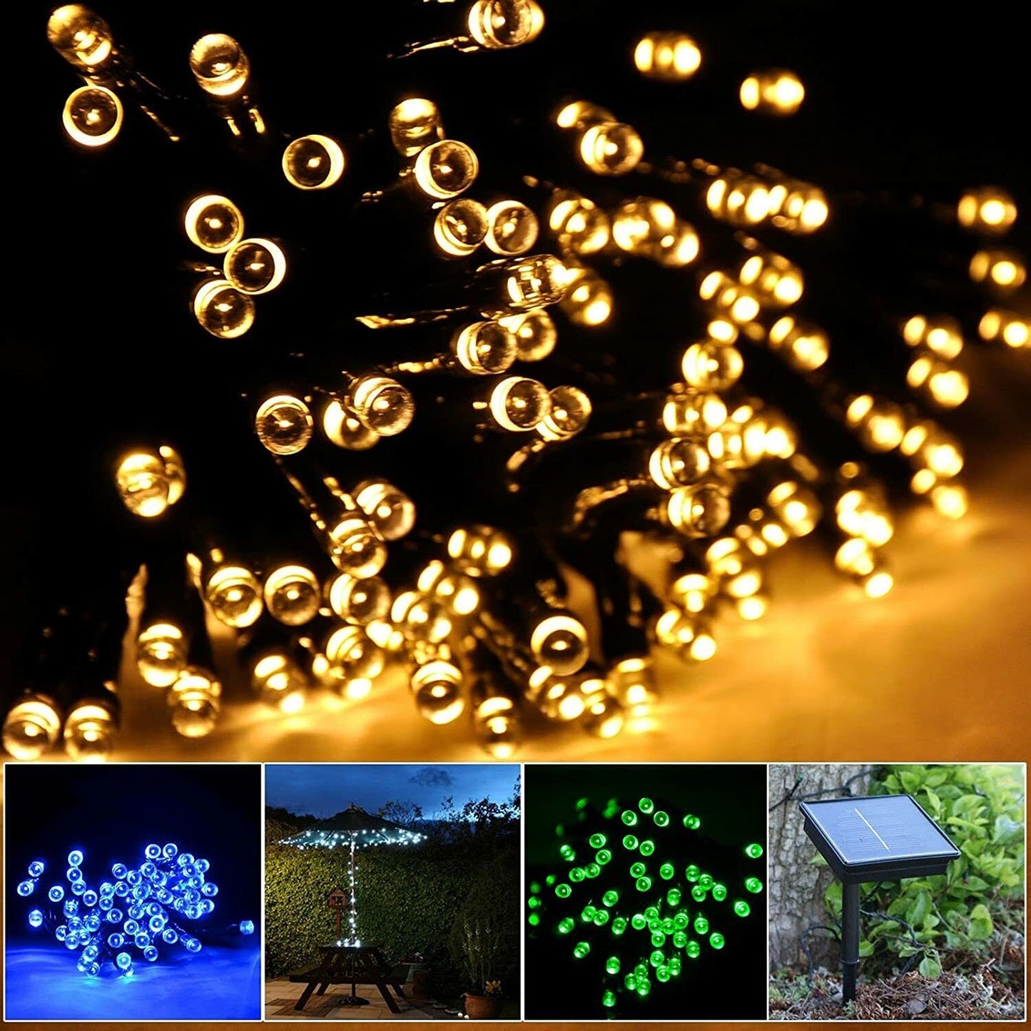 Waterproof Outdoor Solar Fairy String Lights 100 to 500 LEDs 8 Modes