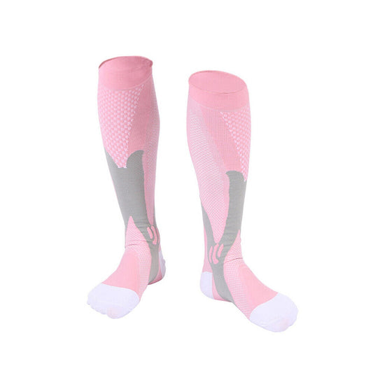 Pink Compression Socks with Copper Stockings Travel and Running Unisex