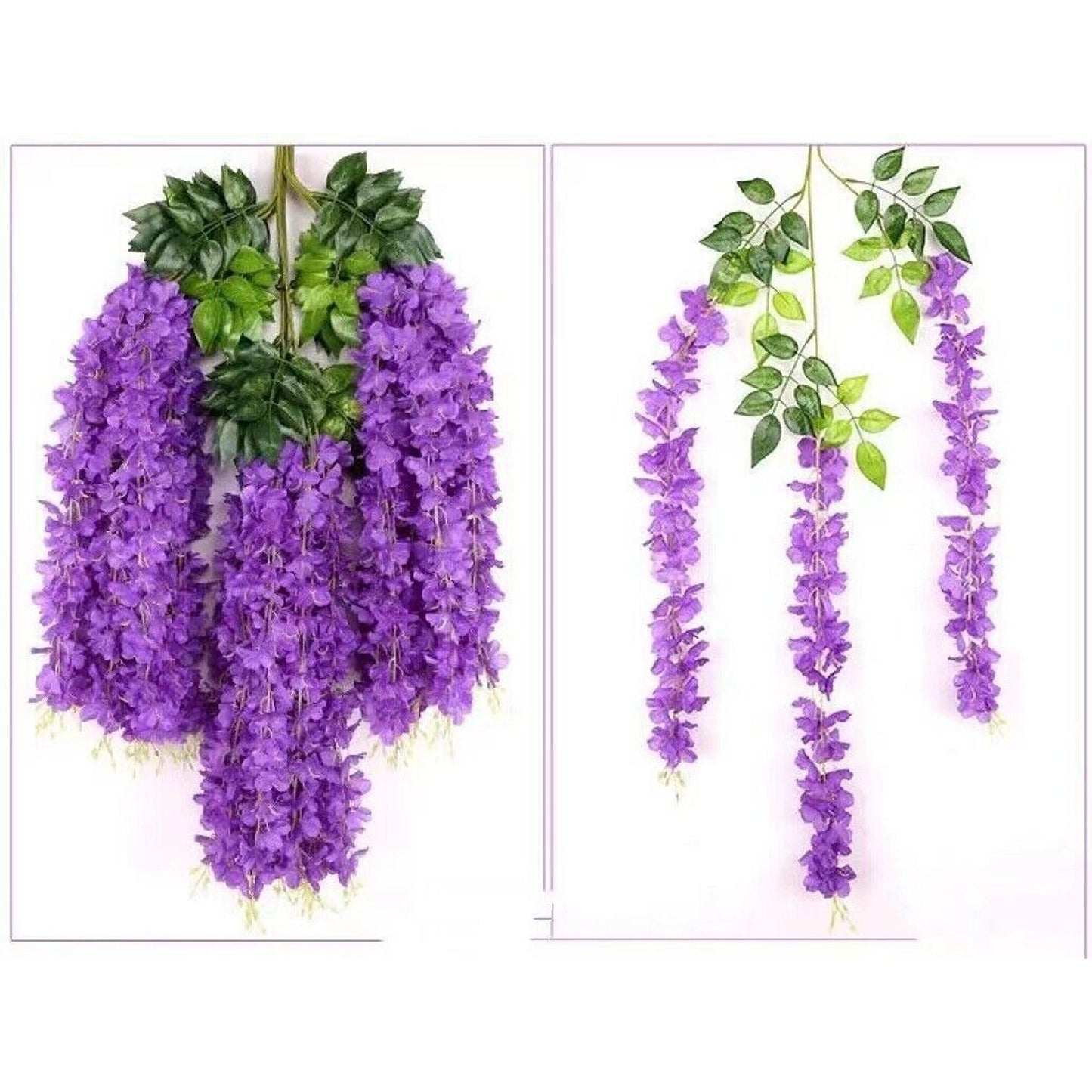 12pcs Hanging Silk Wisteria Vine Garland Artificial Leaf Decoration for Weddings