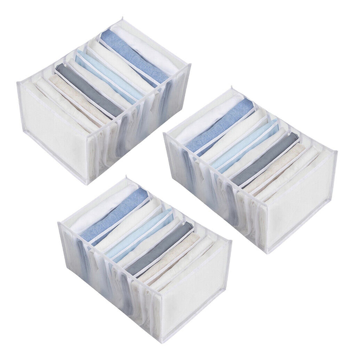7 Grid Foldable Mesh Organizer for Wardrobe Clothes and Jeans Storage