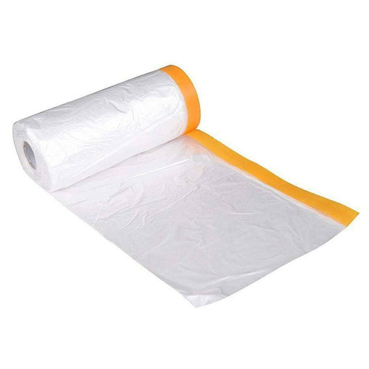 6 Rolls Pre-Taped Plastic Drop Cloth with Masking Film for Painting