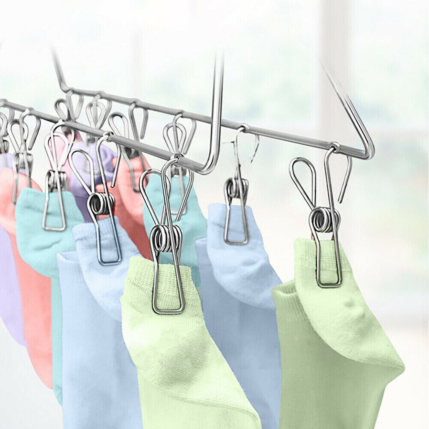 Windproof Stainless Steel Clothes Pegs Hanging Clips Pins Laundry Clamp