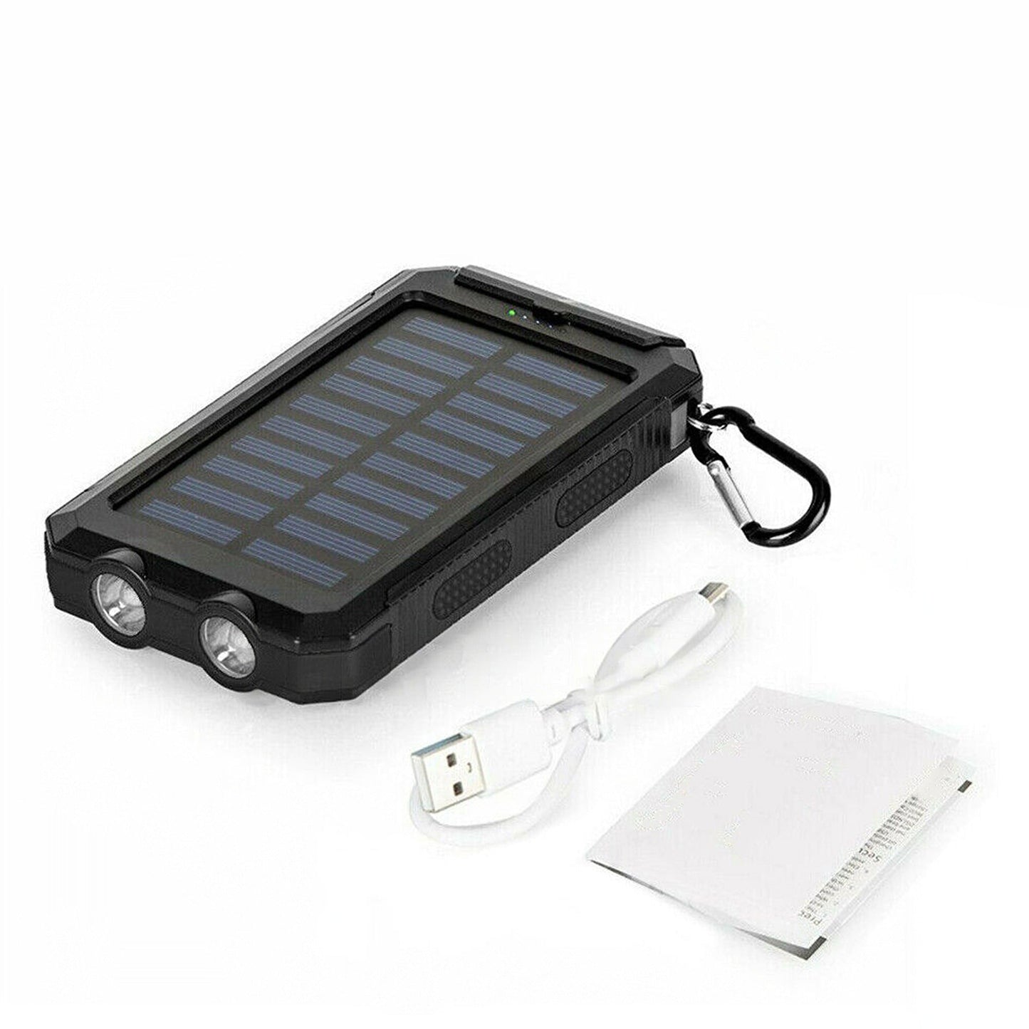 Portable External Solar Panel USB Charger Dual Battery Power Bank