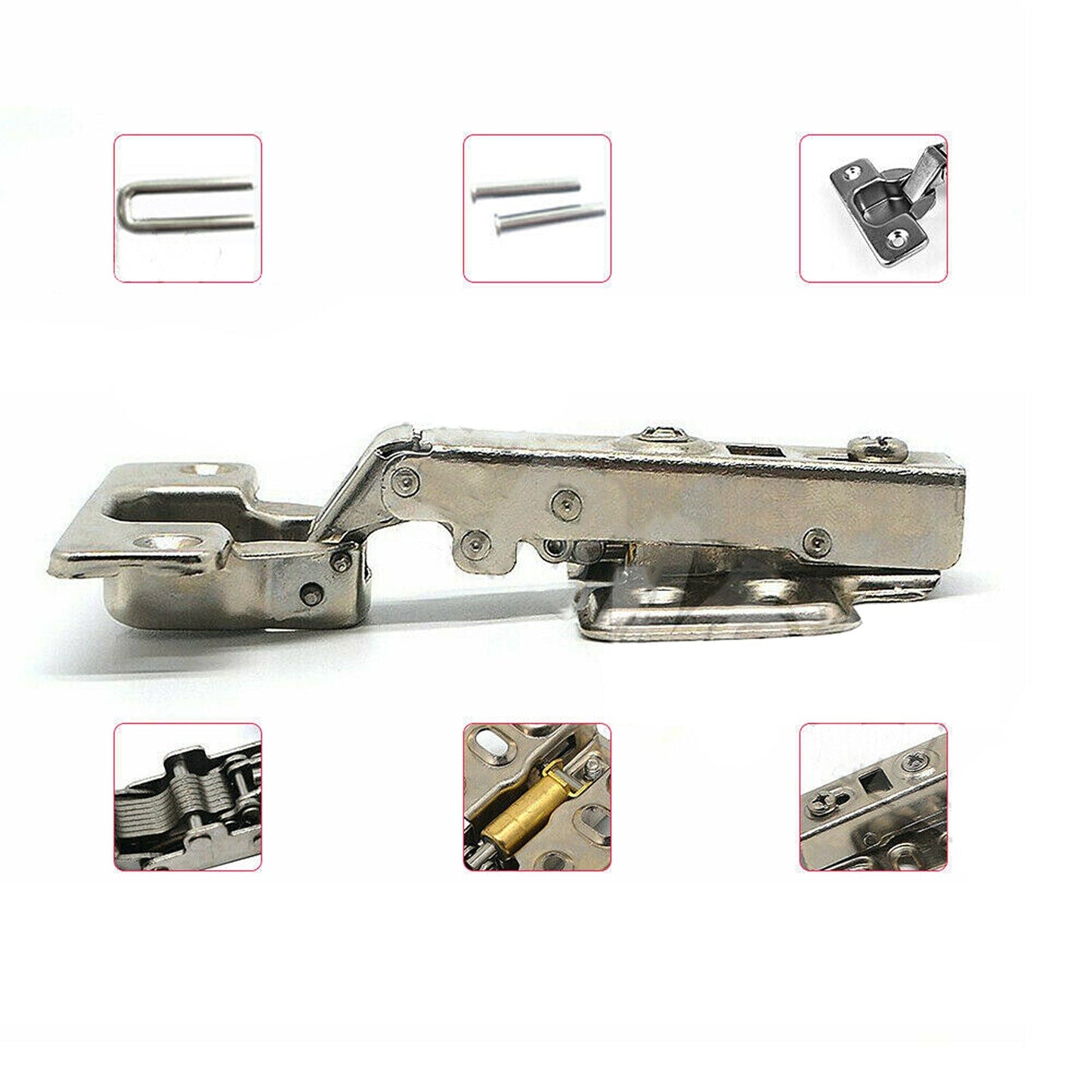 10pcs Kitchen Cabinet Door Hinge Full Overlay Wardrobe Cupboard Close
