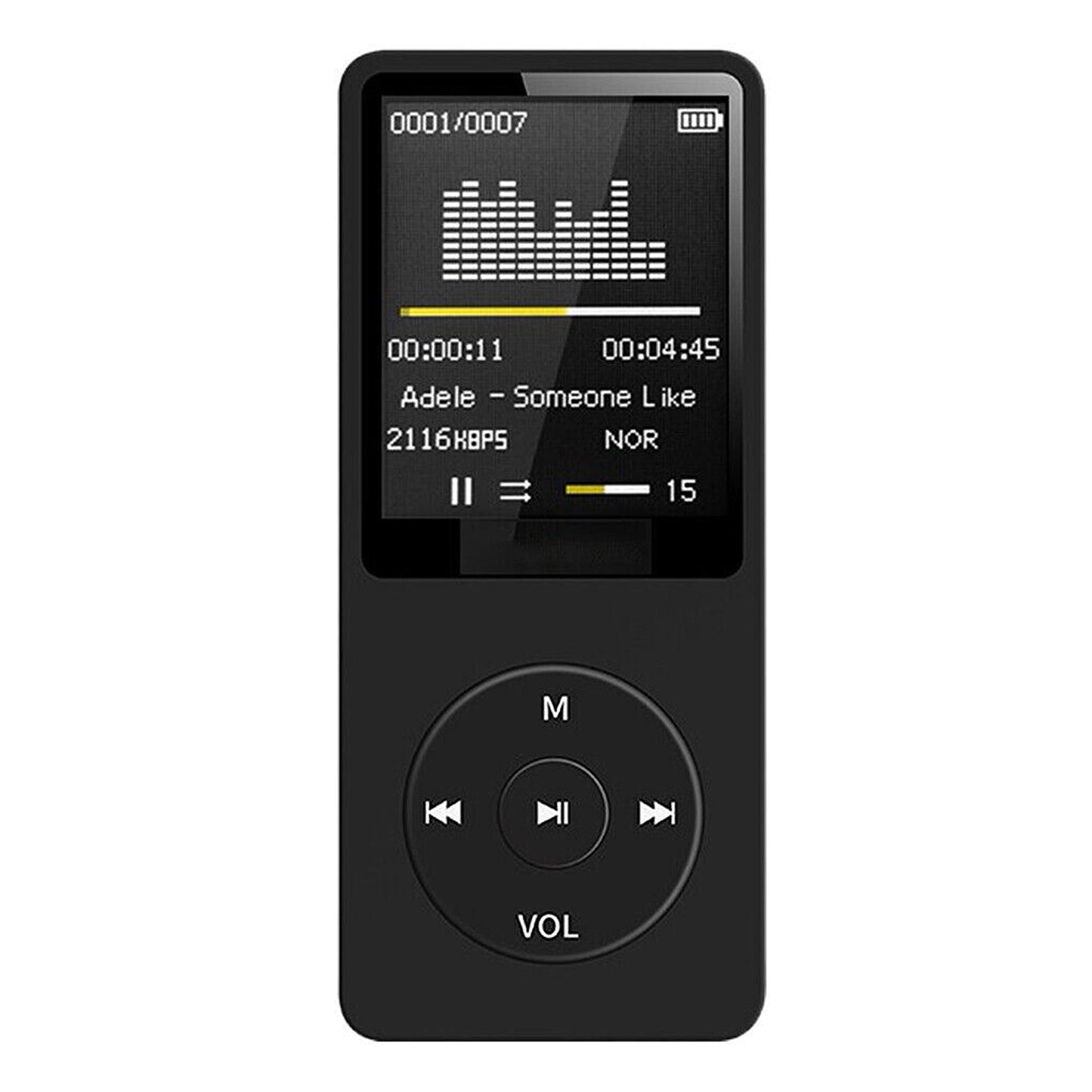 Portable MP3 Music Player with Rechargeable Battery and Audio Adapter