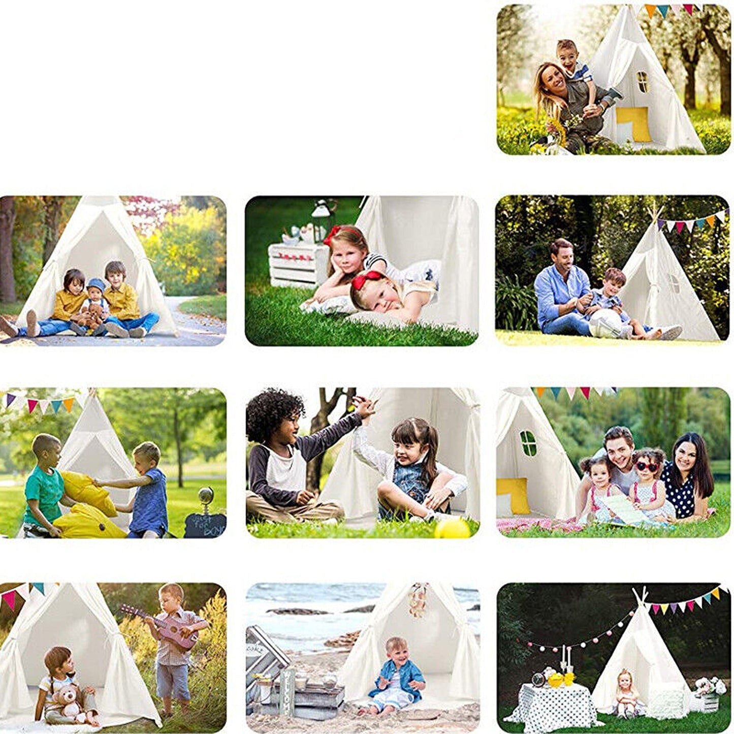 Cotton Canvas Large Teepee Tent Play House Wigwam Kids