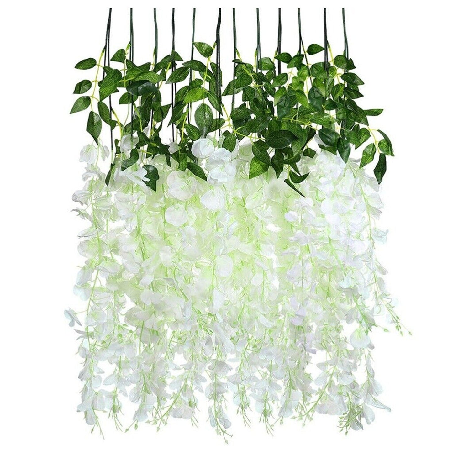 12pcs Silk Wisteria Flower Vine Artificial Garland Leaf Decor for Weddings
