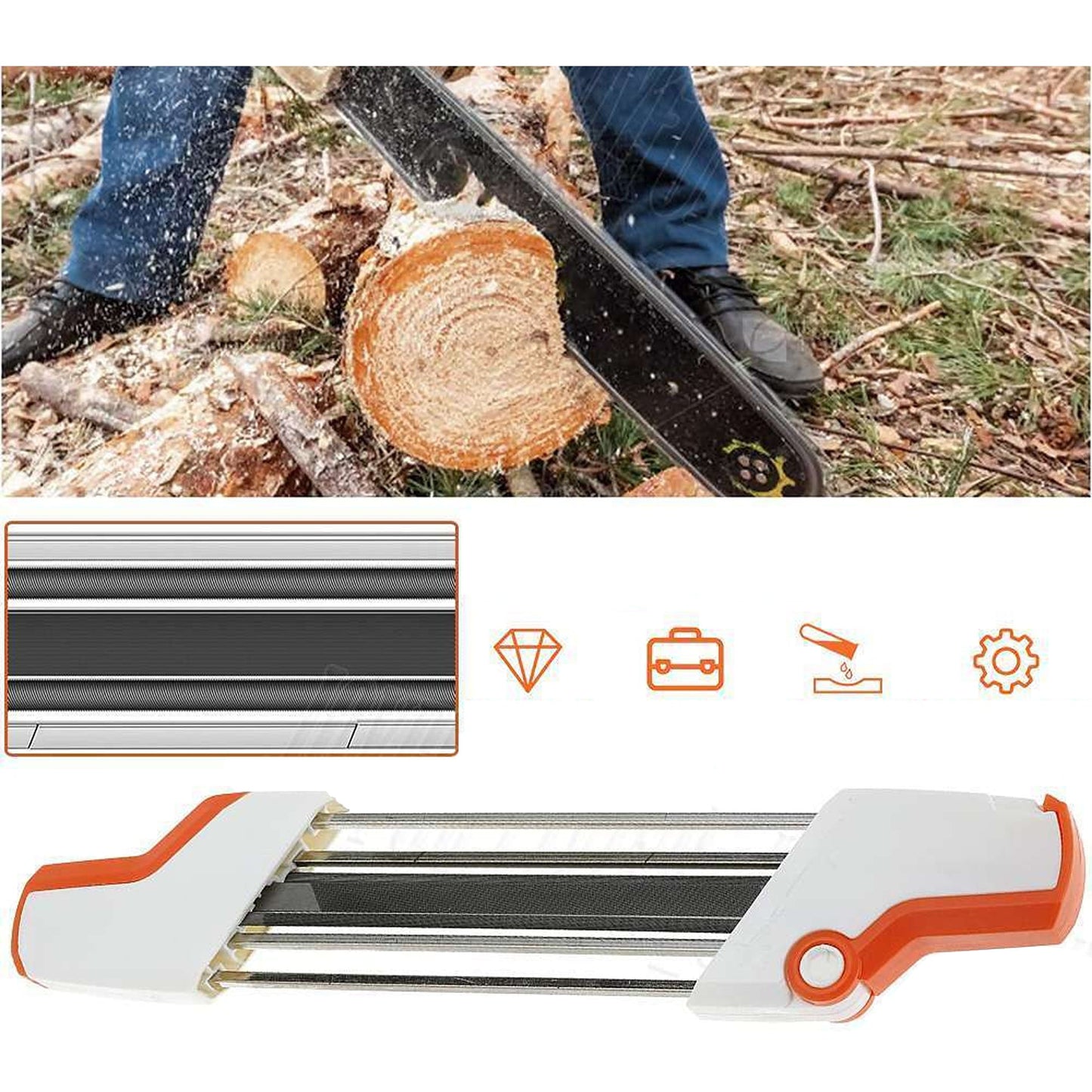 2-in-1 Chainsaw File Sharpener with Metal Chain Kits for Stihl 7/32 5.5mm
