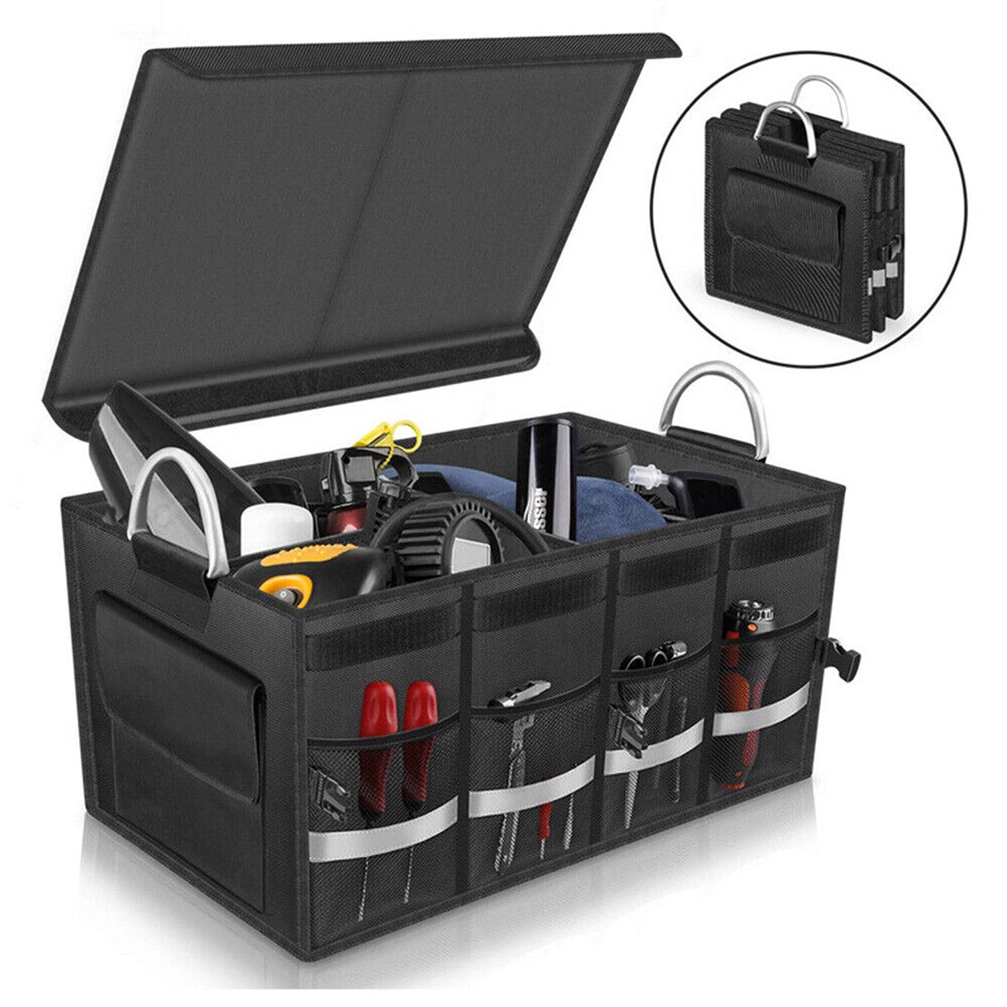 Car Trunk Storage Box Collapsible Boot Organiser With Pockets