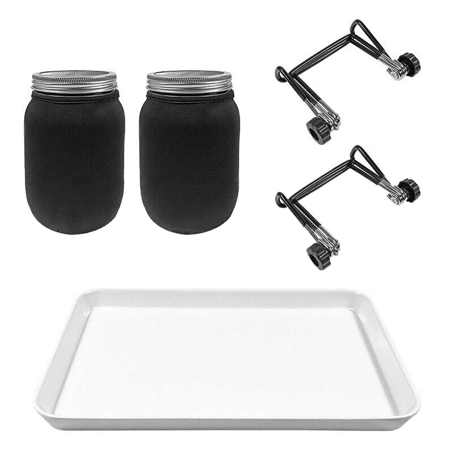 Mason Jar Seed Germination Kit with Sprouter Lids and Stands - 2 Sets