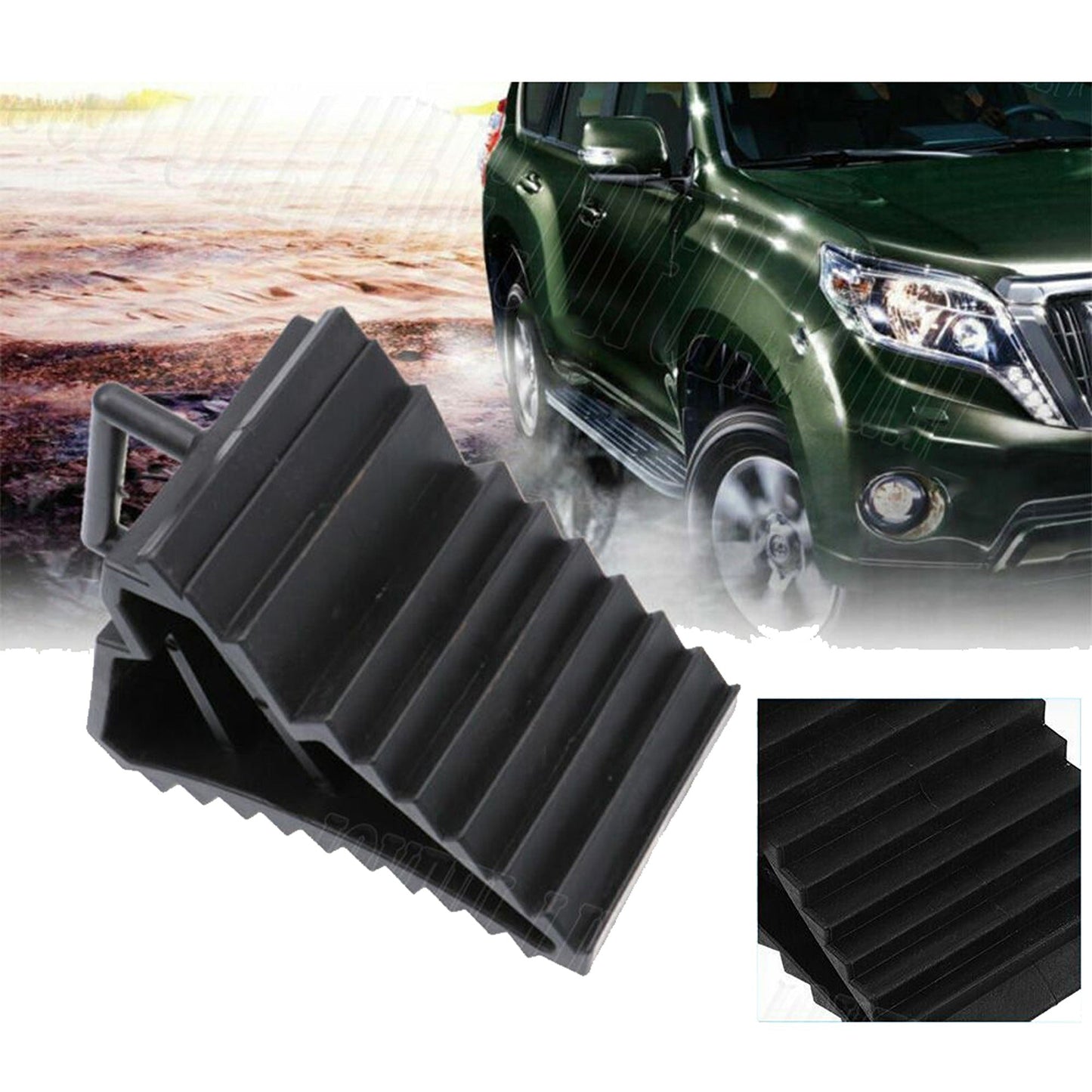 2pcs Rubber Wheel Chocks with Handle for Trucks Trailers Boats